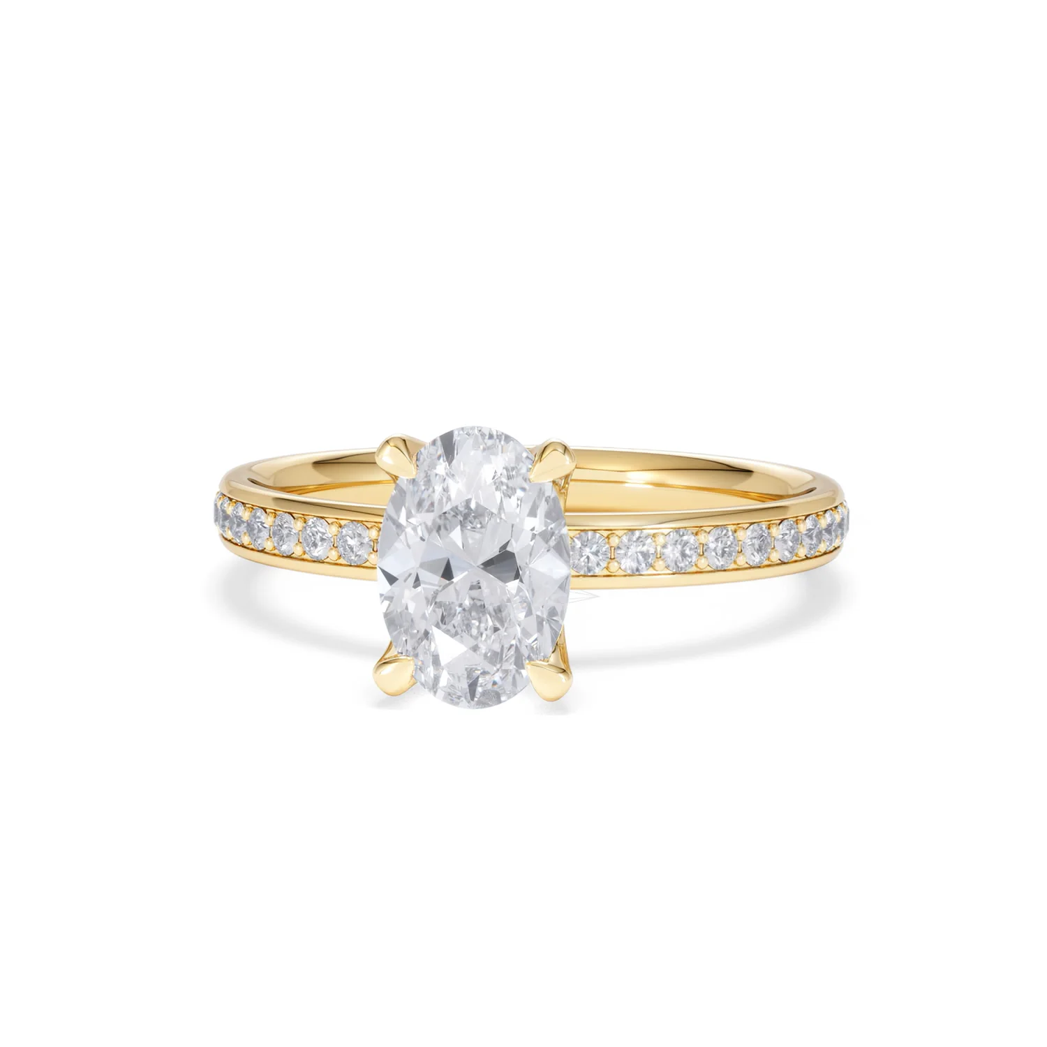 Origin 1.25ct Oval Cut Lab Diamond Solitaire Engagement Ring with Side Stones in 18K Yellow Gold - Image 85