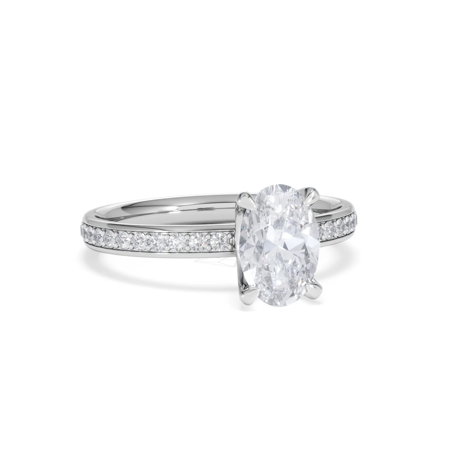 Origin 1.25ct Oval Cut Lab Diamond Solitaire Engagement Ring with Side Stones in Platinum - Image 11