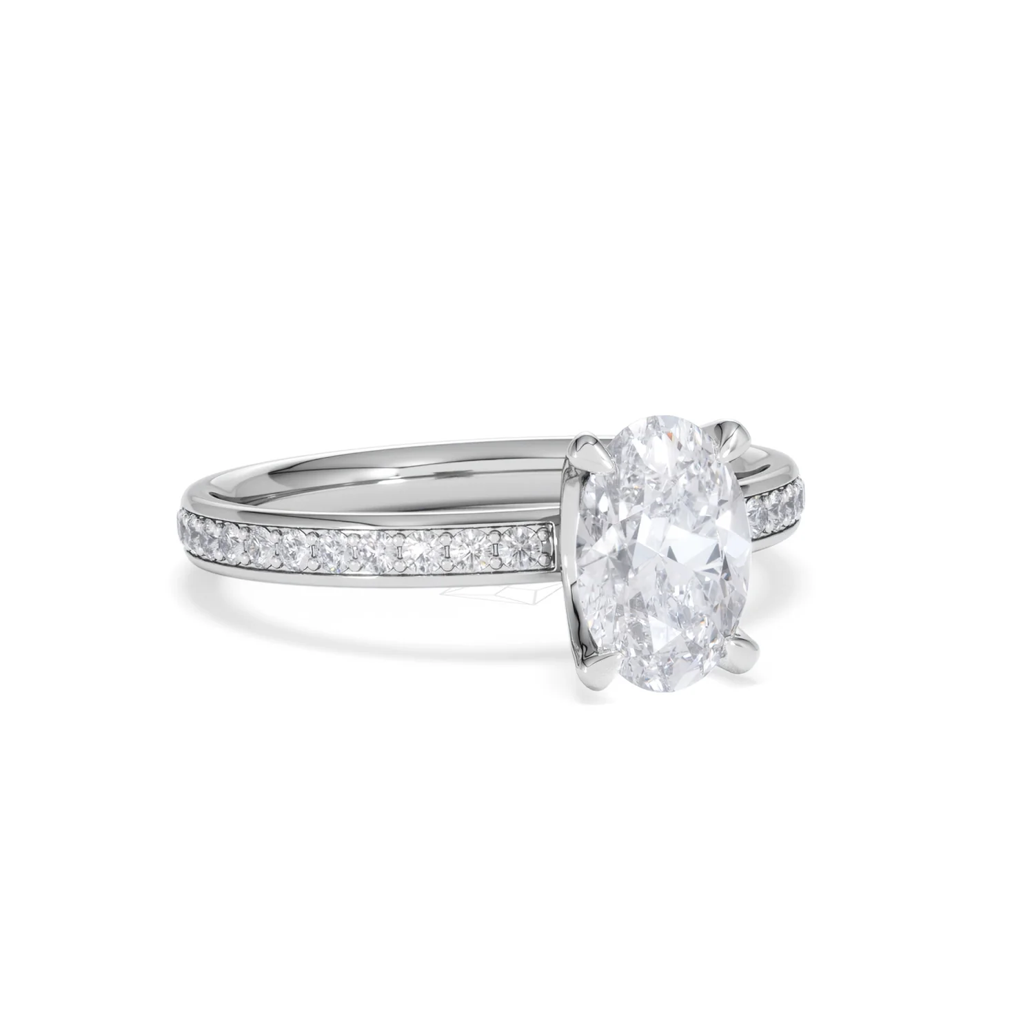 Origin 1.25ct Oval Cut Lab Diamond Solitaire Engagement Ring with Side Stones in Platinum - Image 12