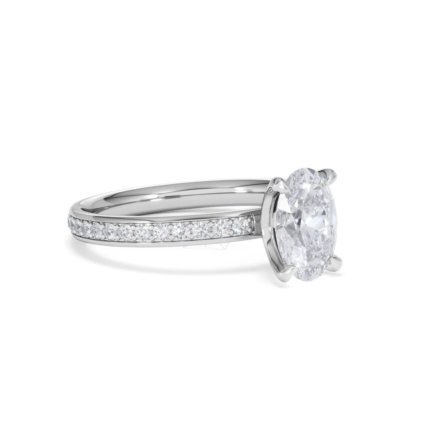 Origin 1.25ct Oval Cut Lab Diamond Solitaire Engagement Ring with Side Stones in Platinum - Image 15
