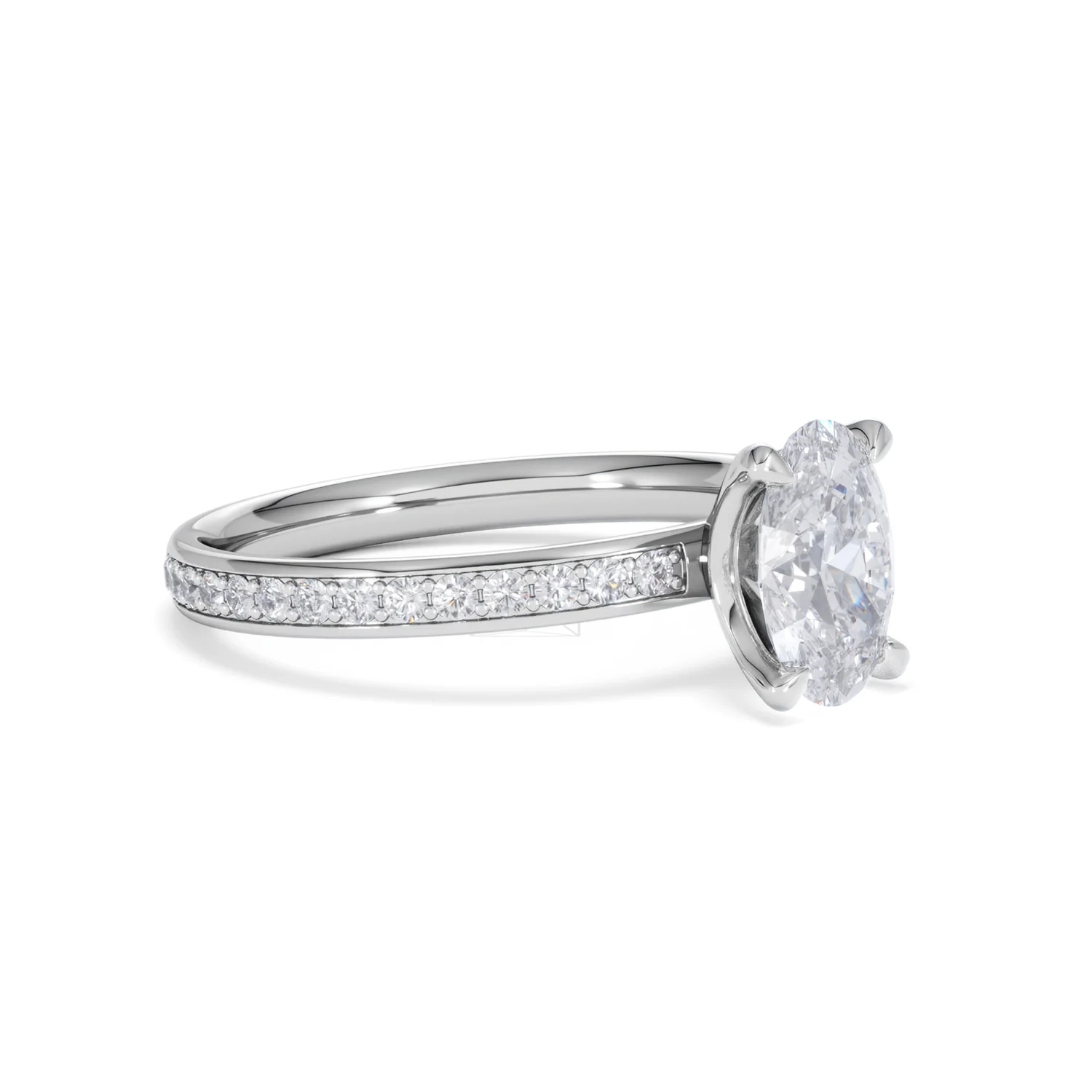 Origin 1.25ct Oval Cut Lab Diamond Solitaire Engagement Ring with Side Stones in Platinum - Image 17