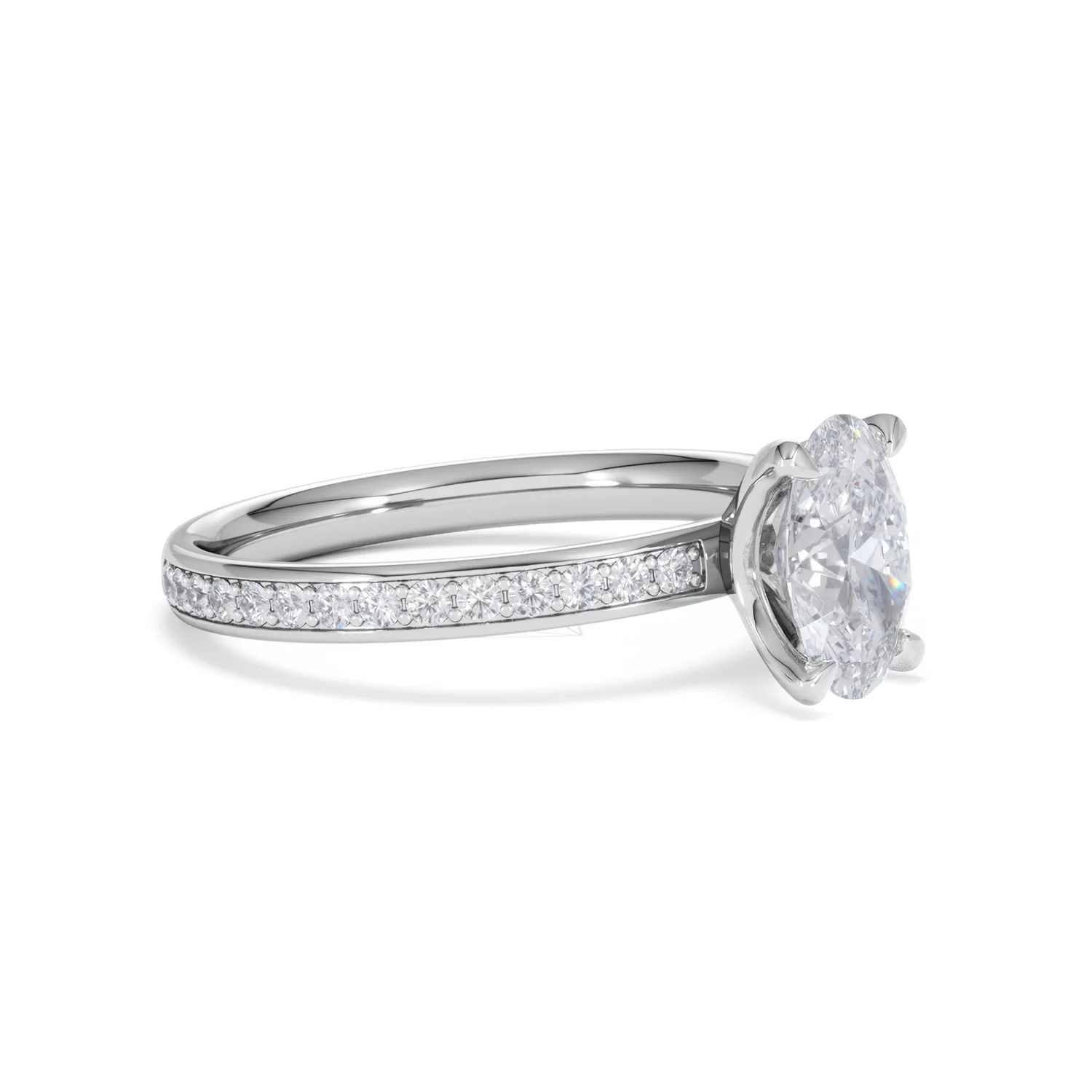 Origin 1.25ct Oval Cut Lab Diamond Solitaire Engagement Ring with Side Stones in Platinum - Image 18