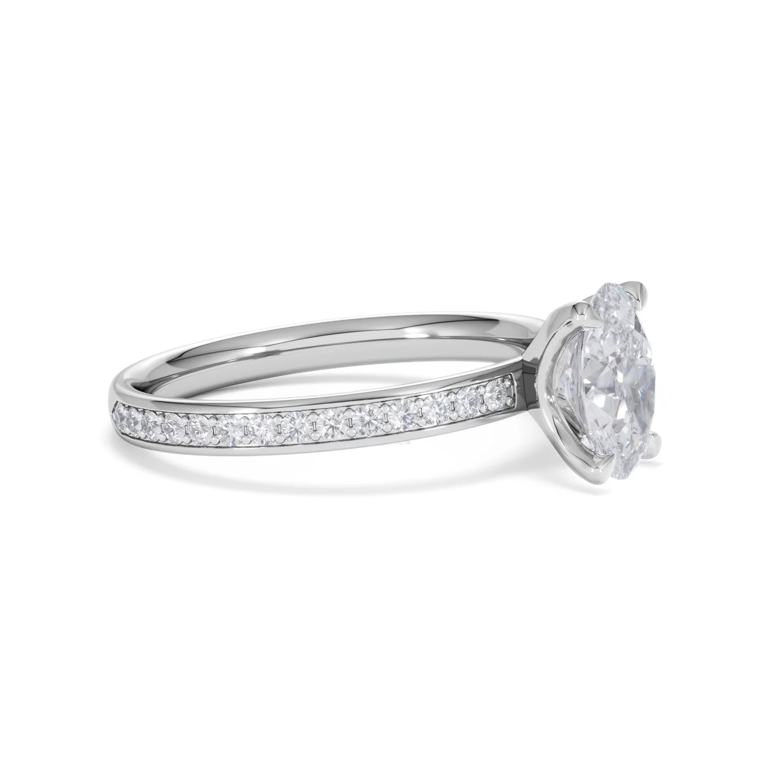 Origin 1.25ct Oval Cut Lab Diamond Solitaire Engagement Ring with Side Stones in Platinum - Image 20