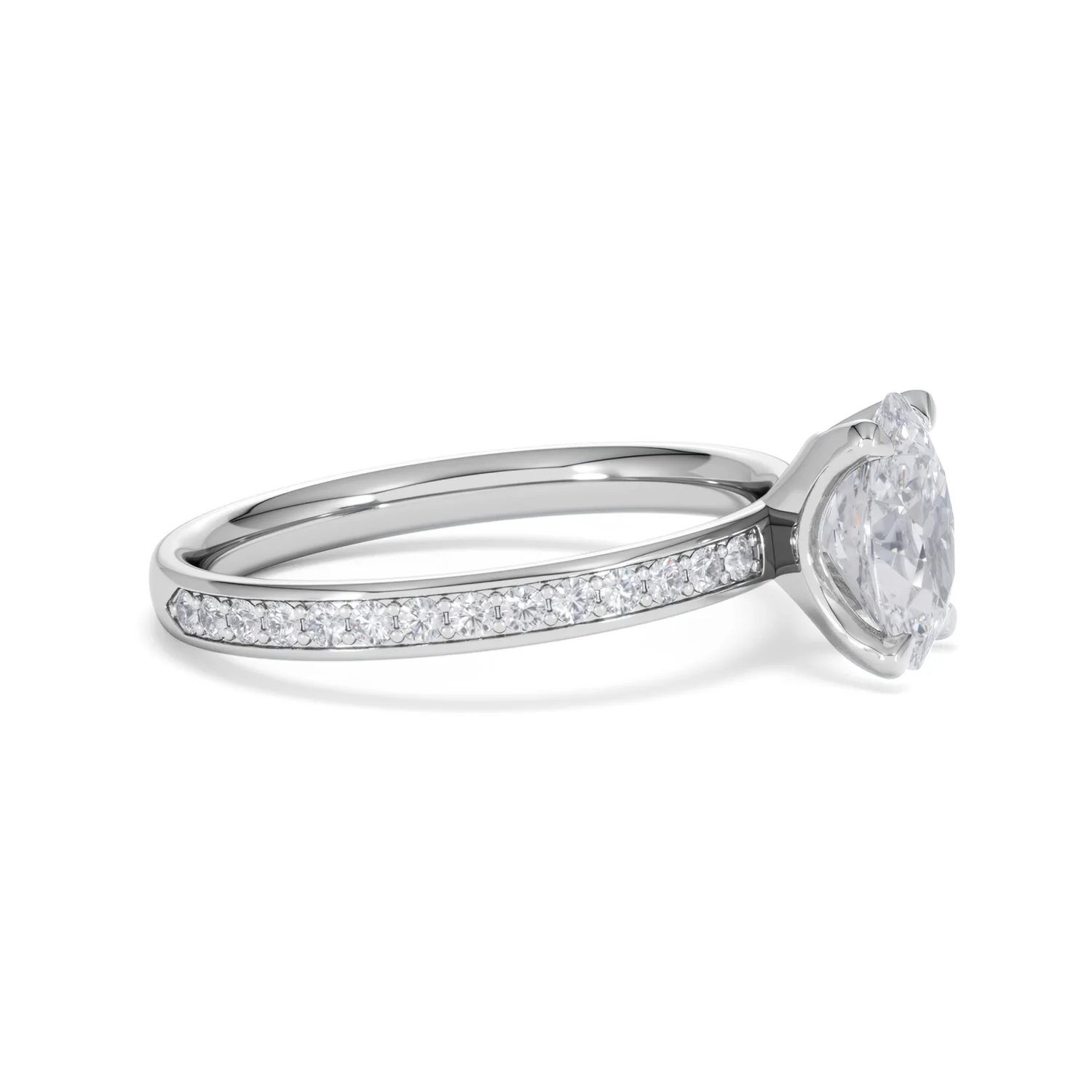 Origin 1.25ct Oval Cut Lab Diamond Solitaire Engagement Ring with Side Stones in Platinum - Image 22