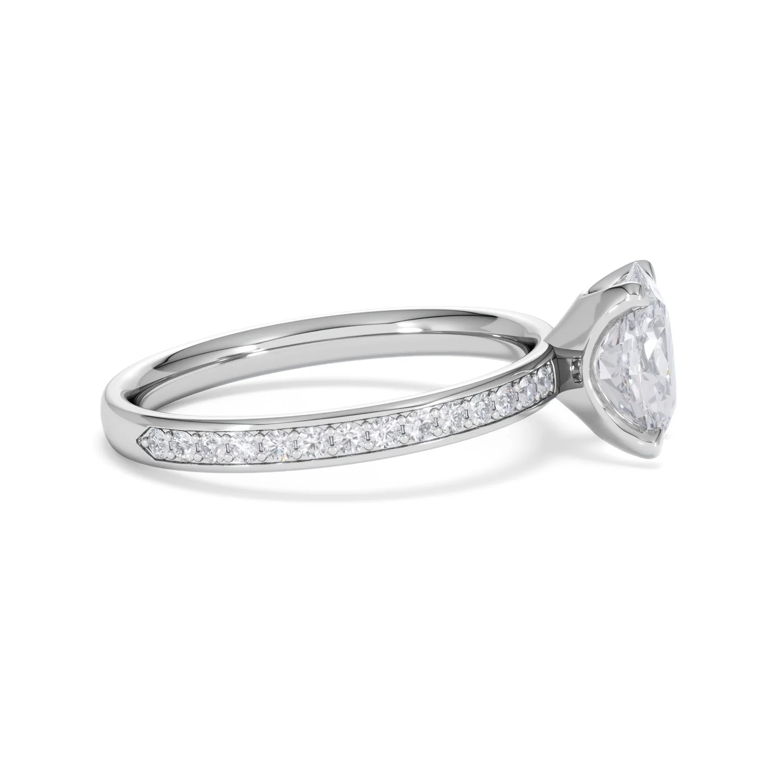 Origin 1.25ct Oval Cut Lab Diamond Solitaire Engagement Ring with Side Stones in Platinum - Image 25
