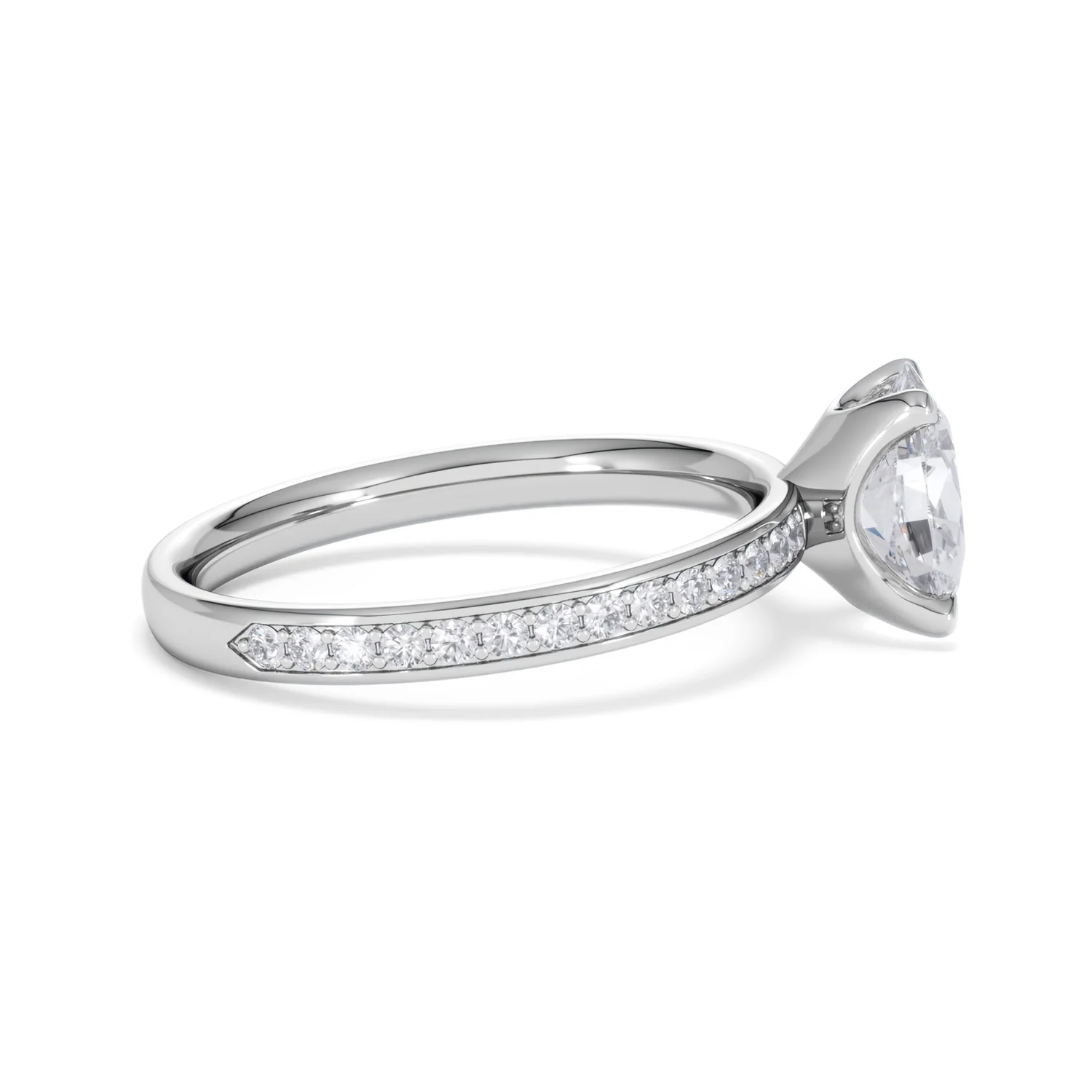 Origin 1.25ct Oval Cut Lab Diamond Solitaire Engagement Ring with Side Stones in Platinum - Image 27