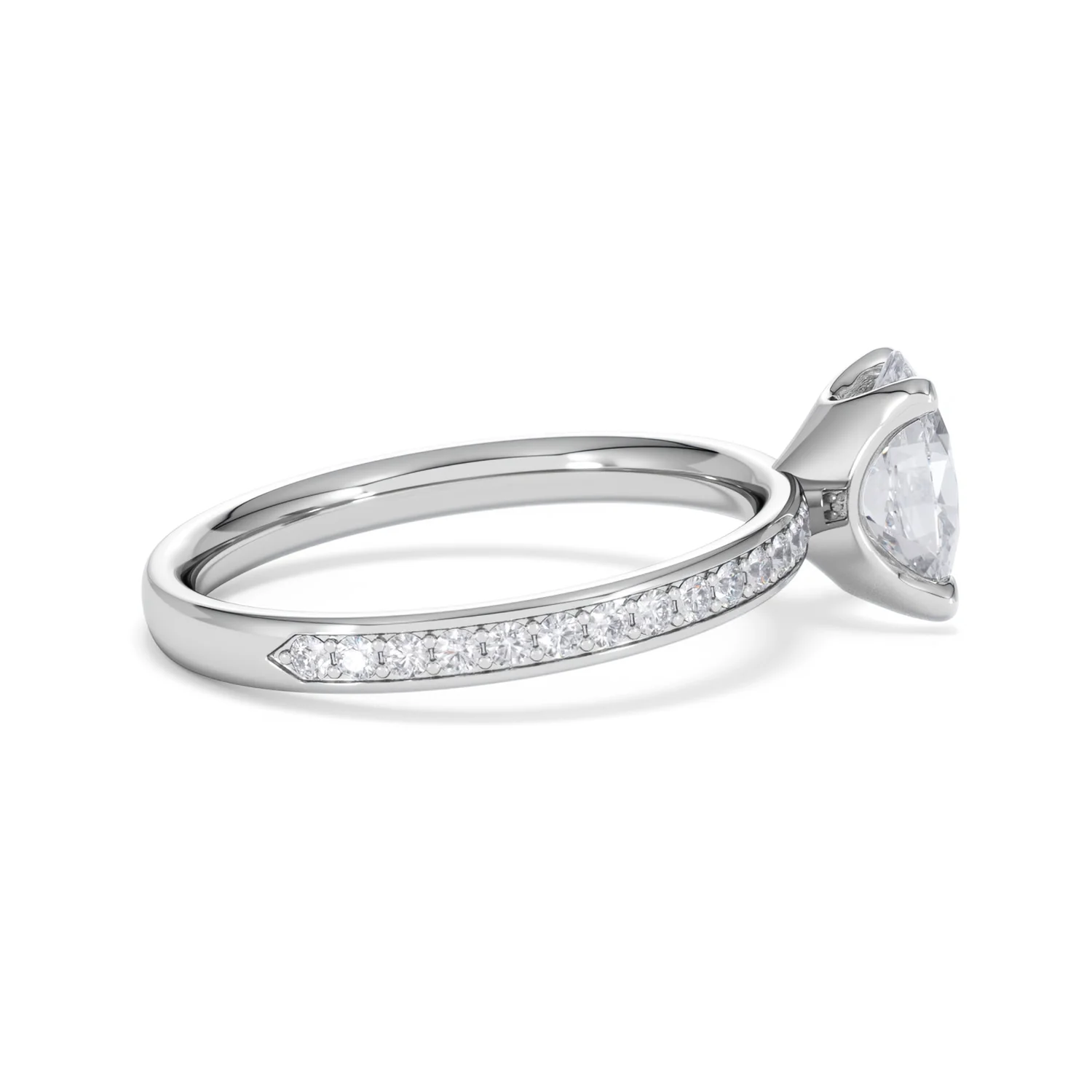 Origin 1.25ct Oval Cut Lab Diamond Solitaire Engagement Ring with Side Stones in Platinum - Image 29