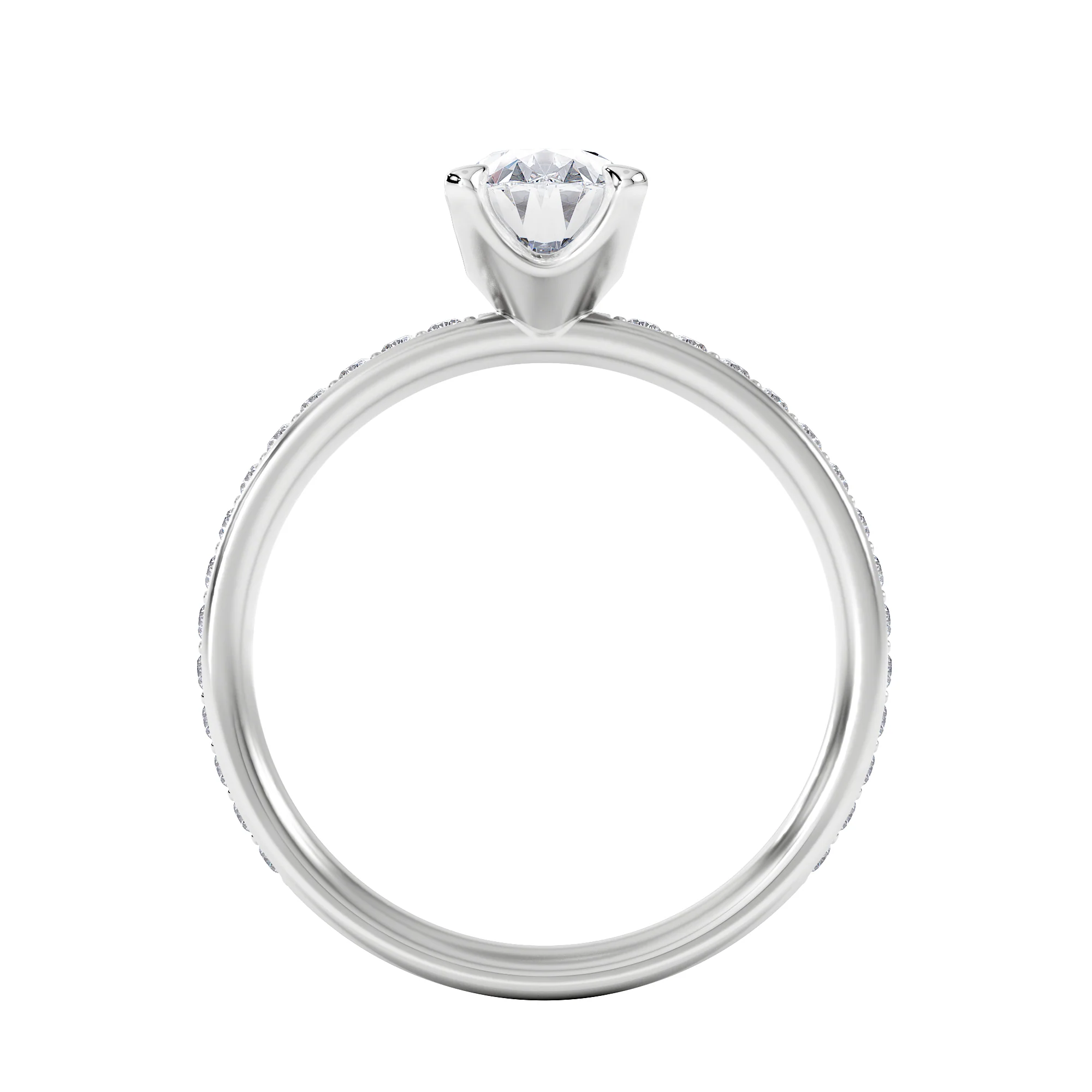 Origin 1.25ct Oval Cut Lab Diamond Solitaire Engagement Ring with Side Stones in Platinum - Image 3