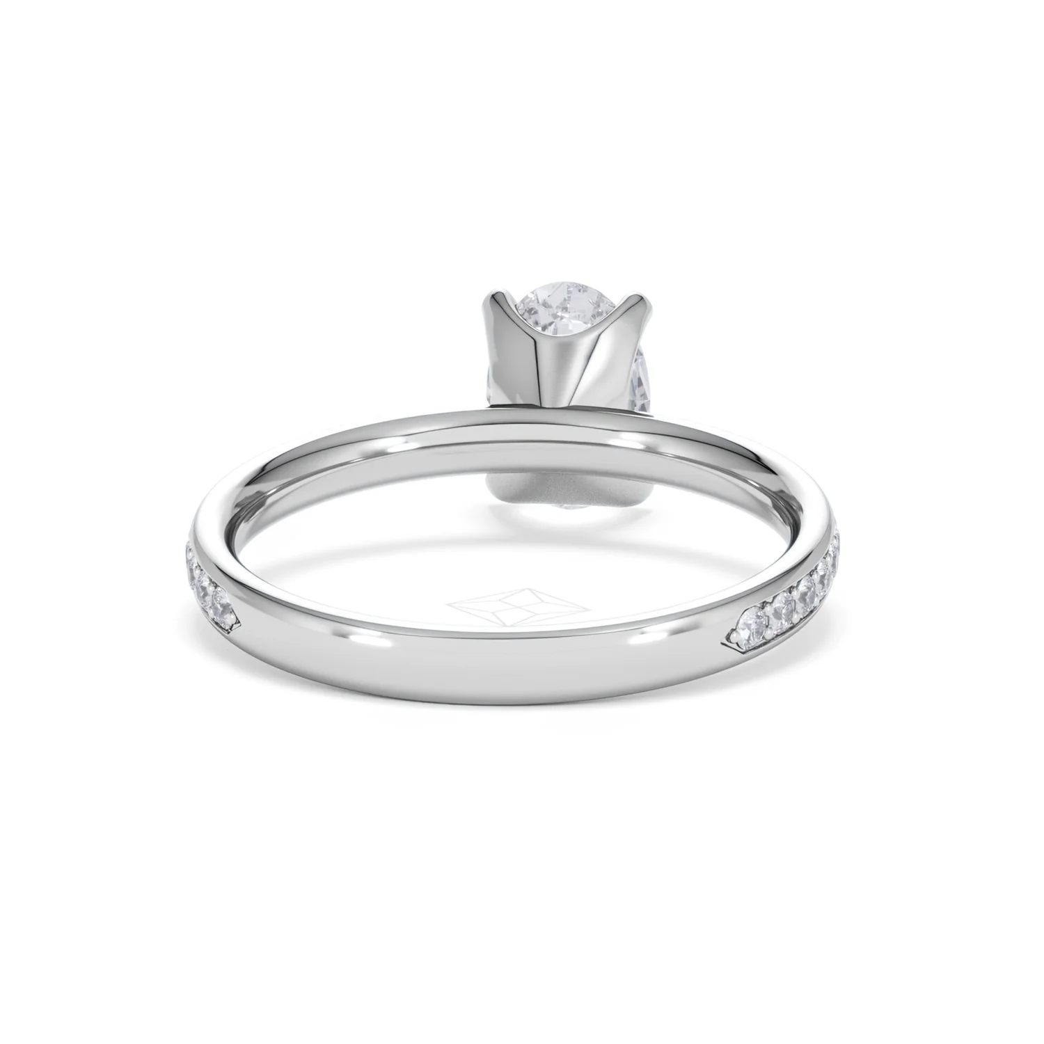 Origin 1.25ct Oval Cut Lab Diamond Solitaire Engagement Ring with Side Stones in Platinum - Image 45