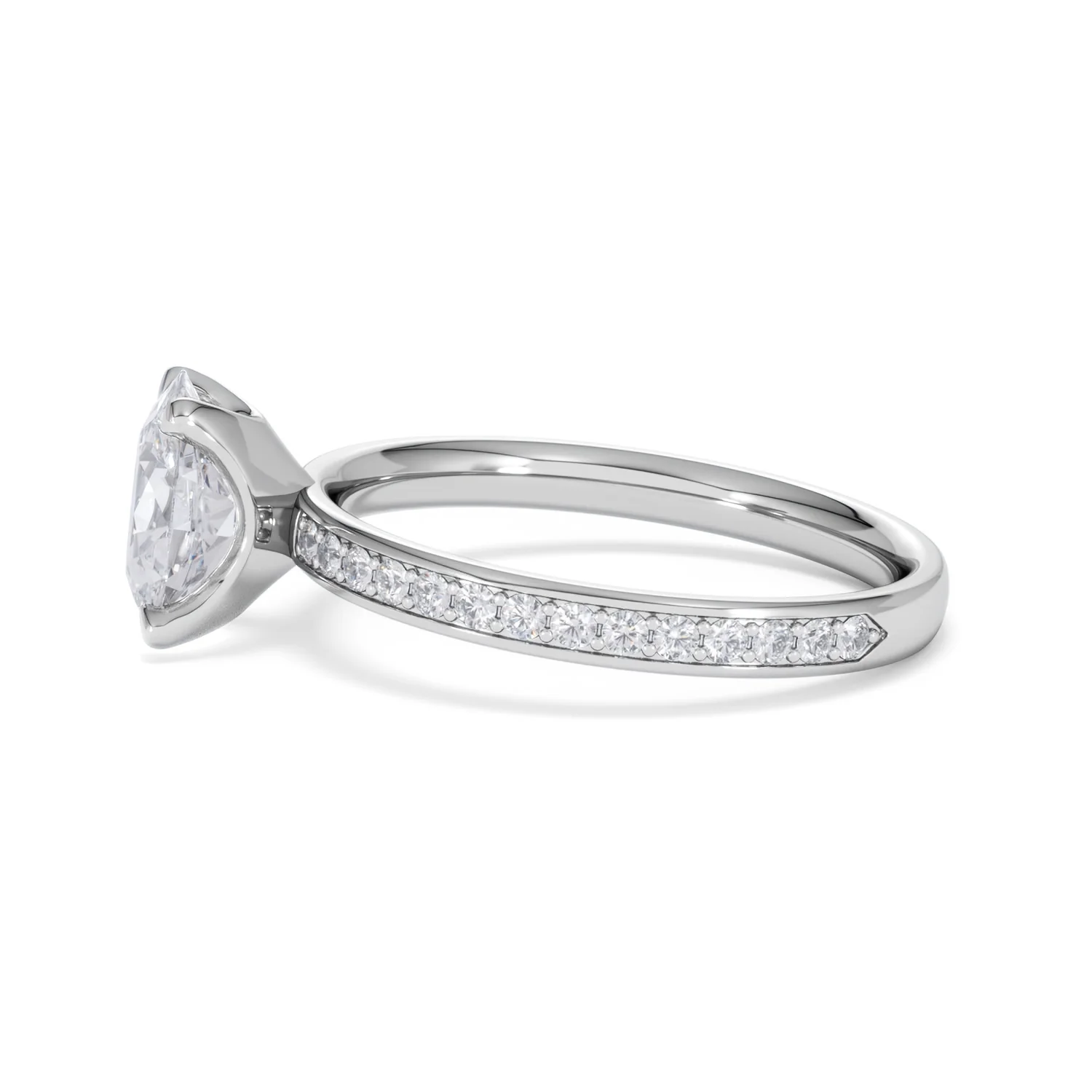 Origin 1.25ct Oval Cut Lab Diamond Solitaire Engagement Ring with Side Stones in Platinum - Image 68