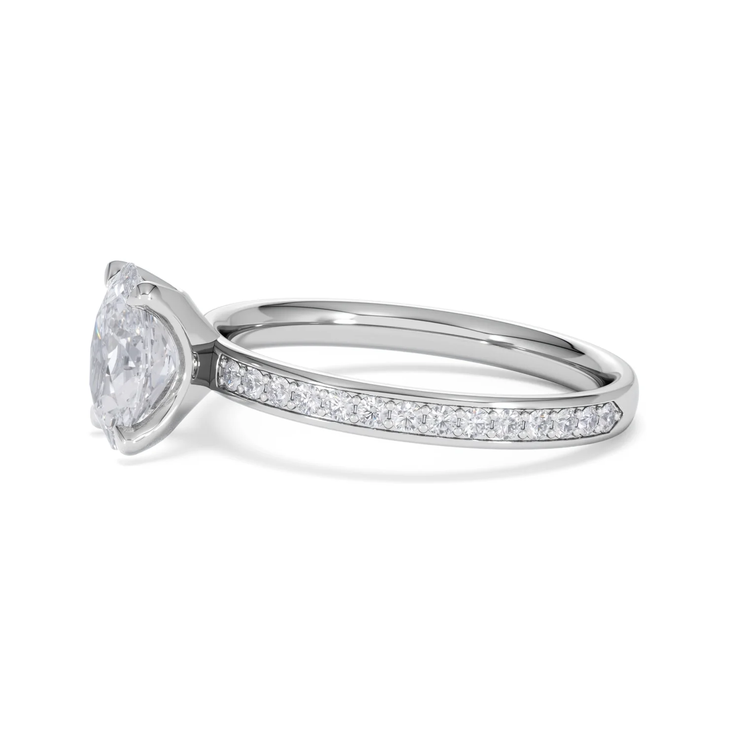 Origin 1.25ct Oval Cut Lab Diamond Solitaire Engagement Ring with Side Stones in Platinum - Image 71