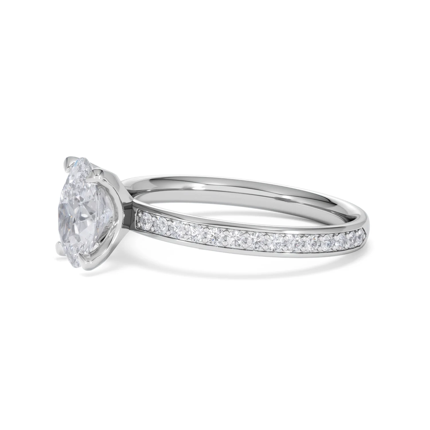 Origin 1.25ct Oval Cut Lab Diamond Solitaire Engagement Ring with Side Stones in Platinum - Image 73