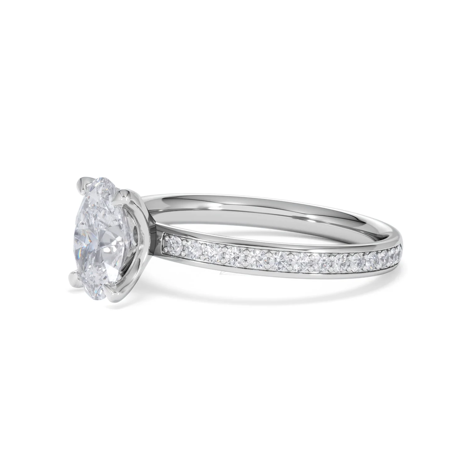 Origin 1.25ct Oval Cut Lab Diamond Solitaire Engagement Ring with Side Stones in Platinum - Image 75