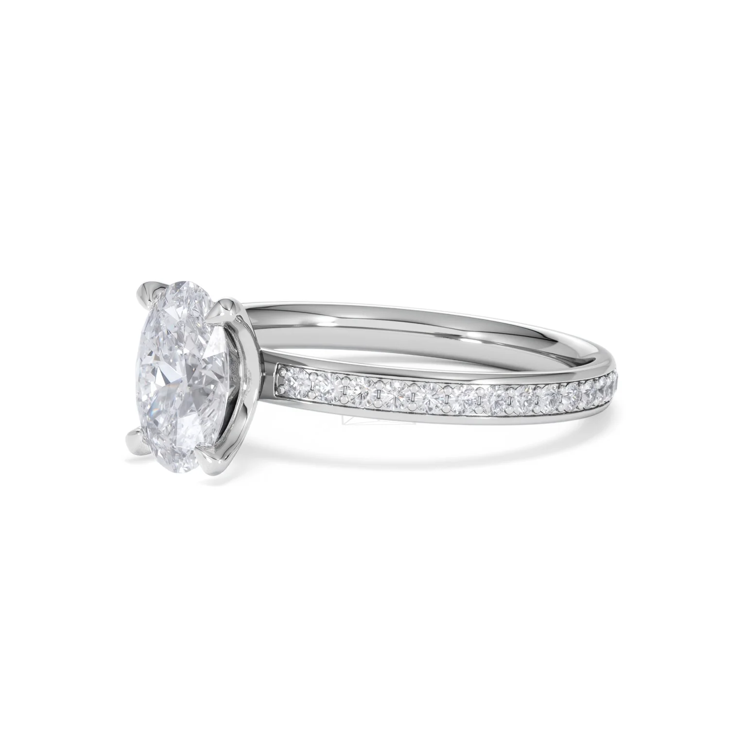 Origin 1.25ct Oval Cut Lab Diamond Solitaire Engagement Ring with Side Stones in Platinum - Image 77