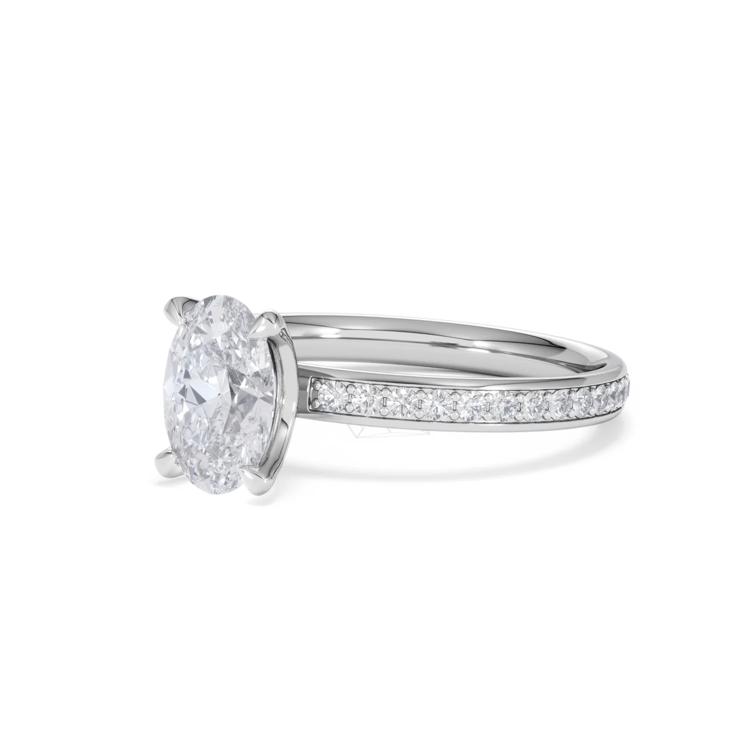 Origin 1.25ct Oval Cut Lab Diamond Solitaire Engagement Ring with Side Stones in Platinum - Image 79