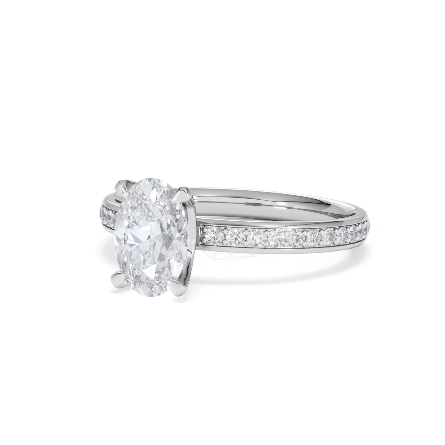 Origin 1.25ct Oval Cut Lab Diamond Solitaire Engagement Ring with Side Stones in Platinum - Image 81