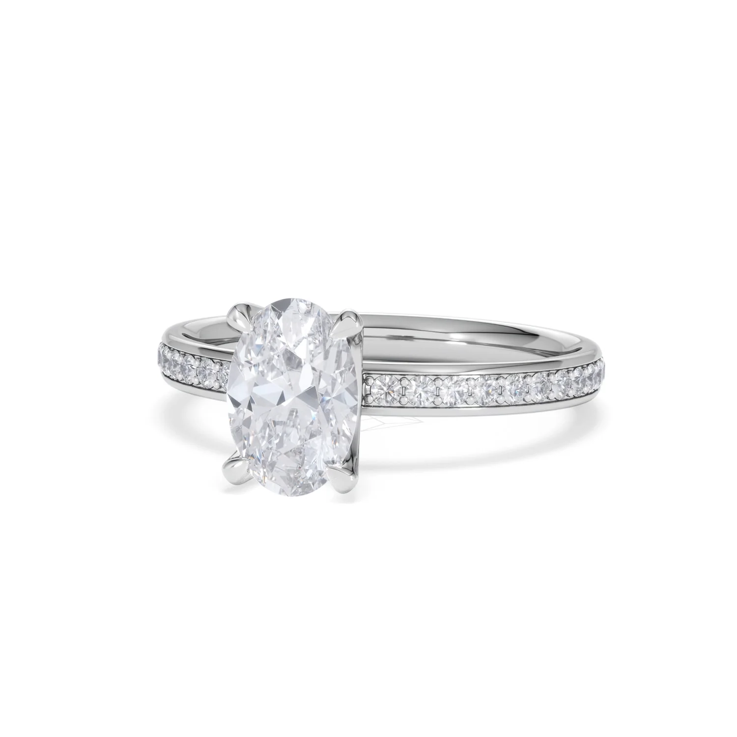 Origin 1.25ct Oval Cut Lab Diamond Solitaire Engagement Ring with Side Stones in Platinum - Image 83
