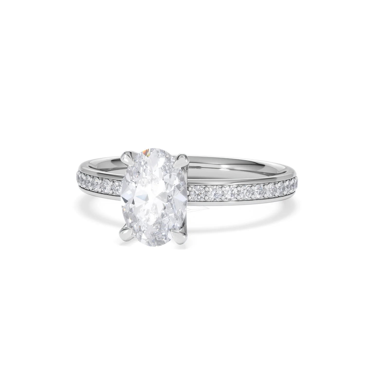 Origin 1.25ct Oval Cut Lab Diamond Solitaire Engagement Ring with Side Stones in Platinum - Image 84