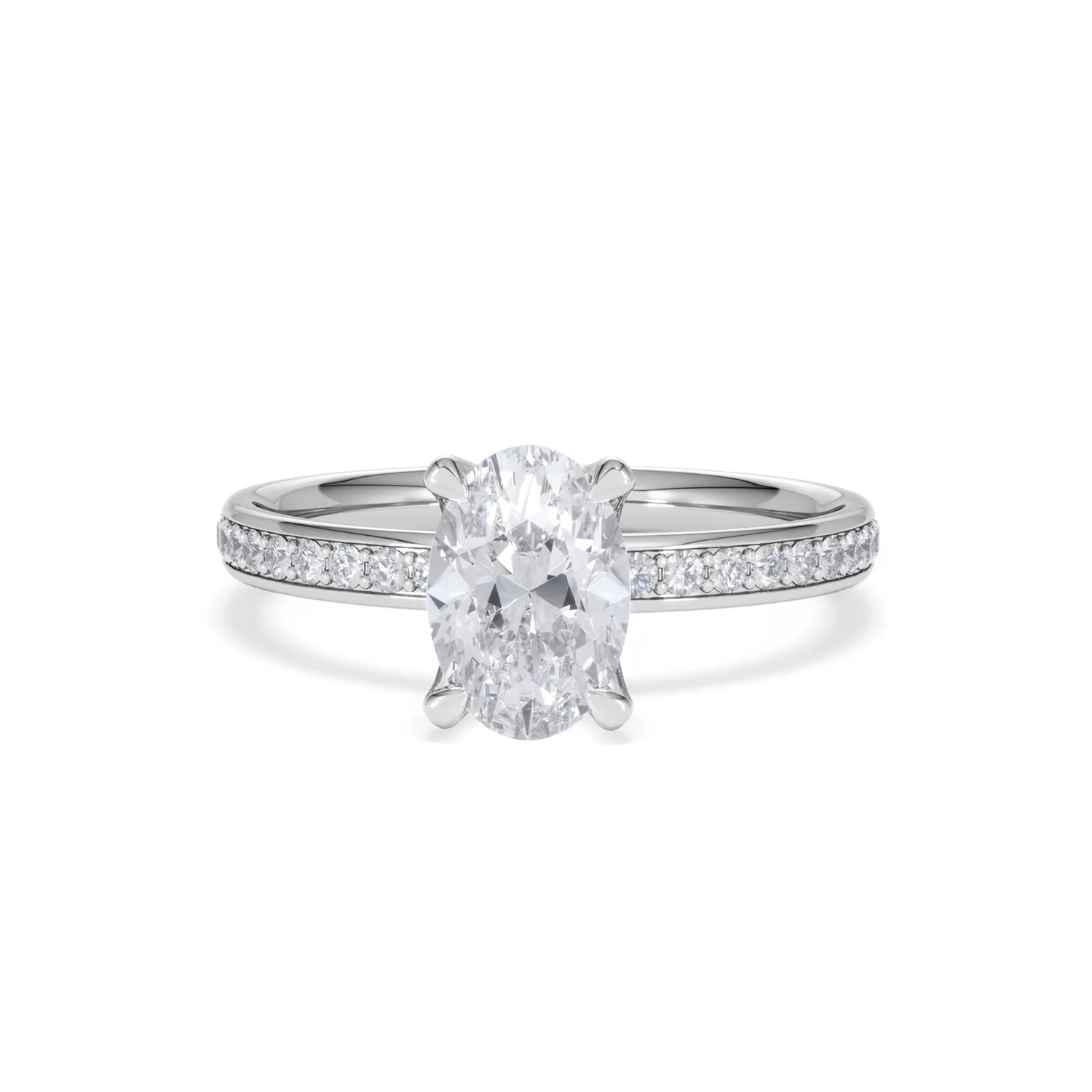 Origin 1.25ct Oval Cut Lab Diamond Solitaire Engagement Ring with Side Stones in Platinum - Image 86