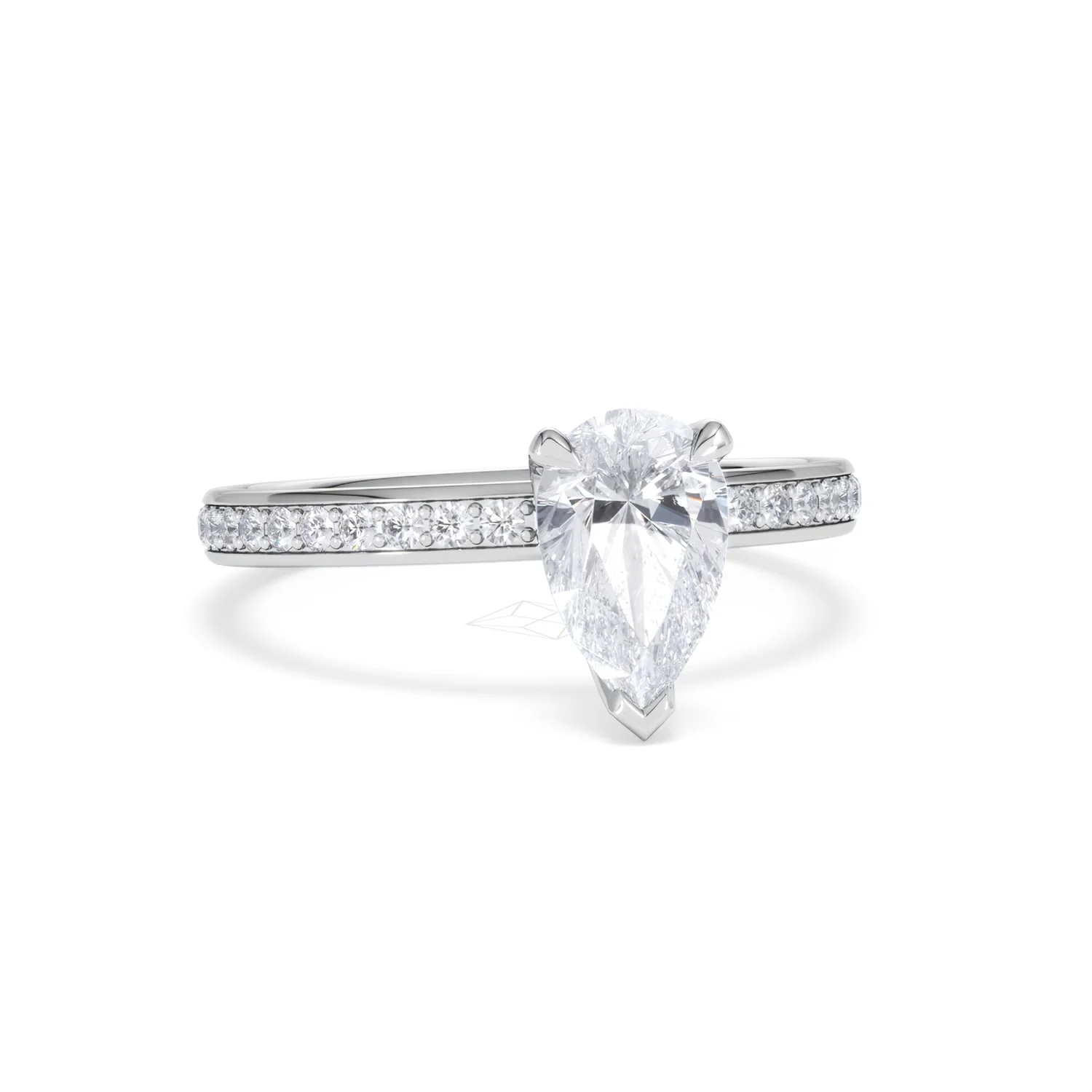 Origin 1.25ct Pear Cut Lab Diamond Solitaire Engagement Ring with Side Stones in 18K White Gold - Image 10