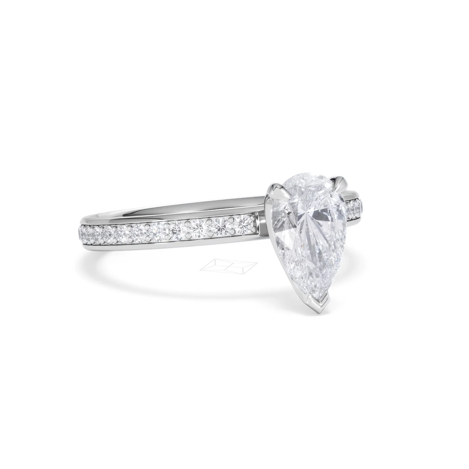 Origin 1.25ct Pear Cut Lab Diamond Solitaire Engagement Ring with Side Stones in 18K White Gold - Image 13