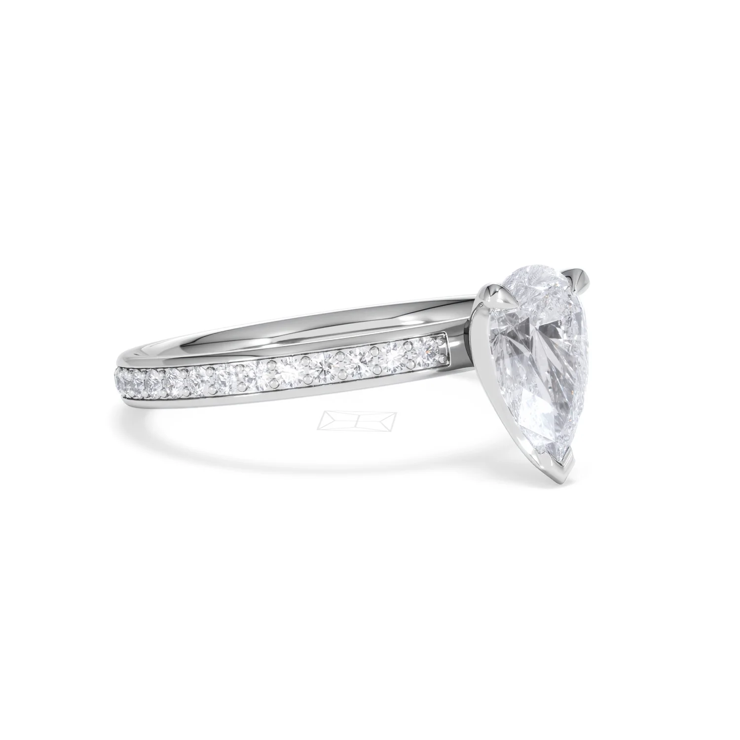 Origin 1.25ct Pear Cut Lab Diamond Solitaire Engagement Ring with Side Stones in 18K White Gold - Image 16