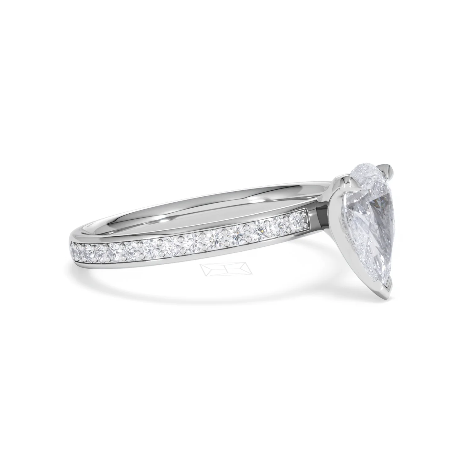 Origin 1.25ct Pear Cut Lab Diamond Solitaire Engagement Ring with Side Stones in 18K White Gold - Image 19
