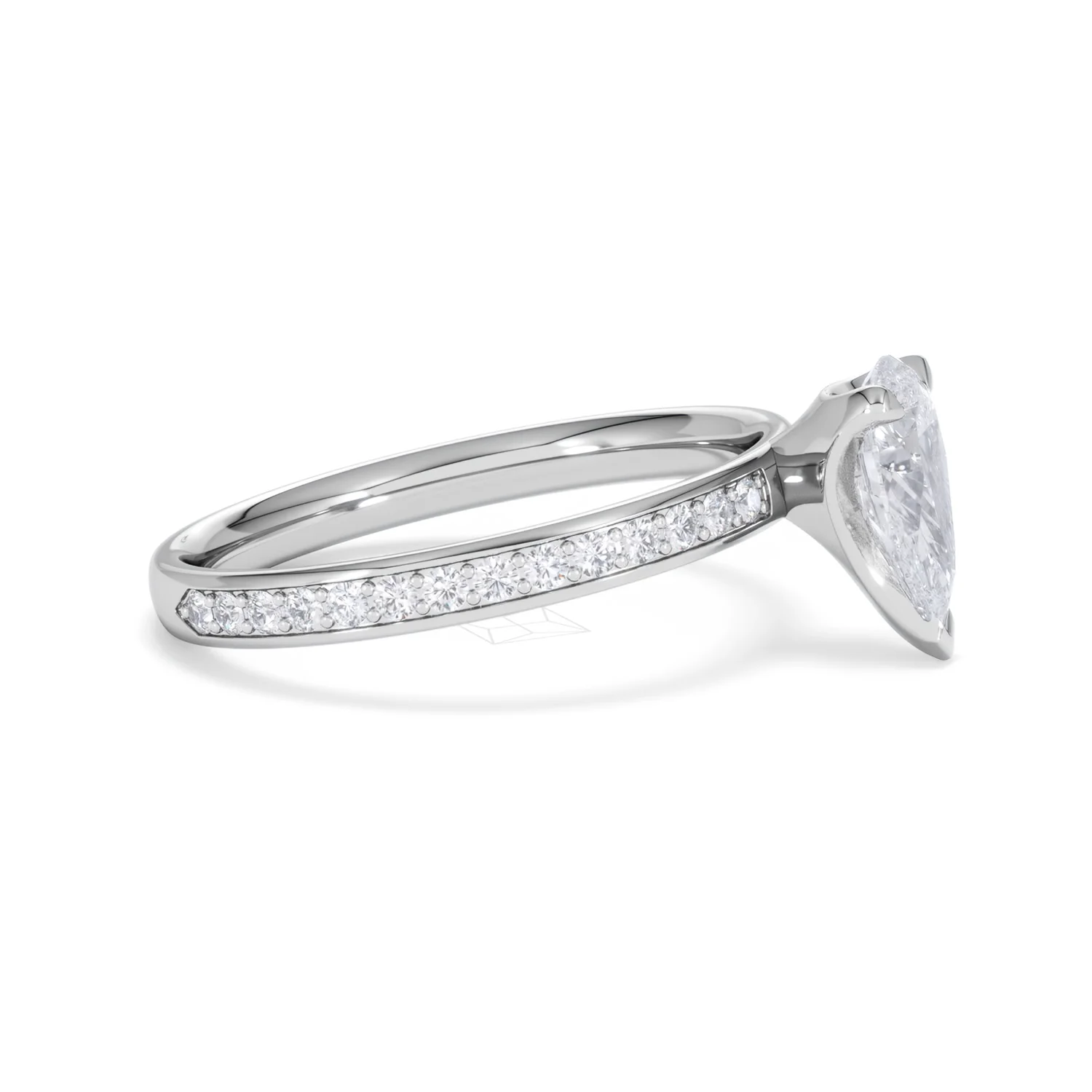 Origin 1.25ct Pear Cut Lab Diamond Solitaire Engagement Ring with Side Stones in 18K White Gold - Image 23