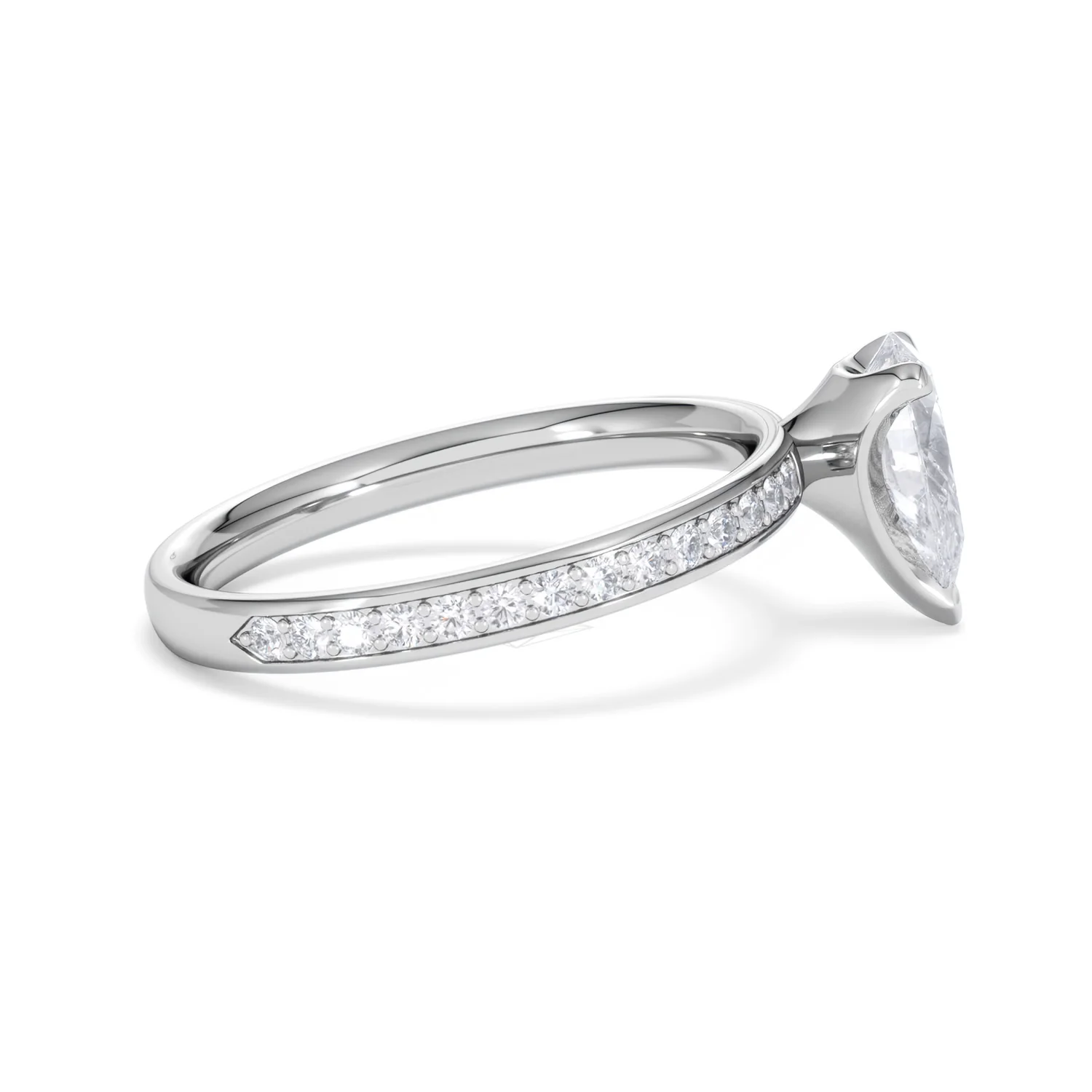 Origin 1.25ct Pear Cut Lab Diamond Solitaire Engagement Ring with Side Stones in 18K White Gold - Image 27