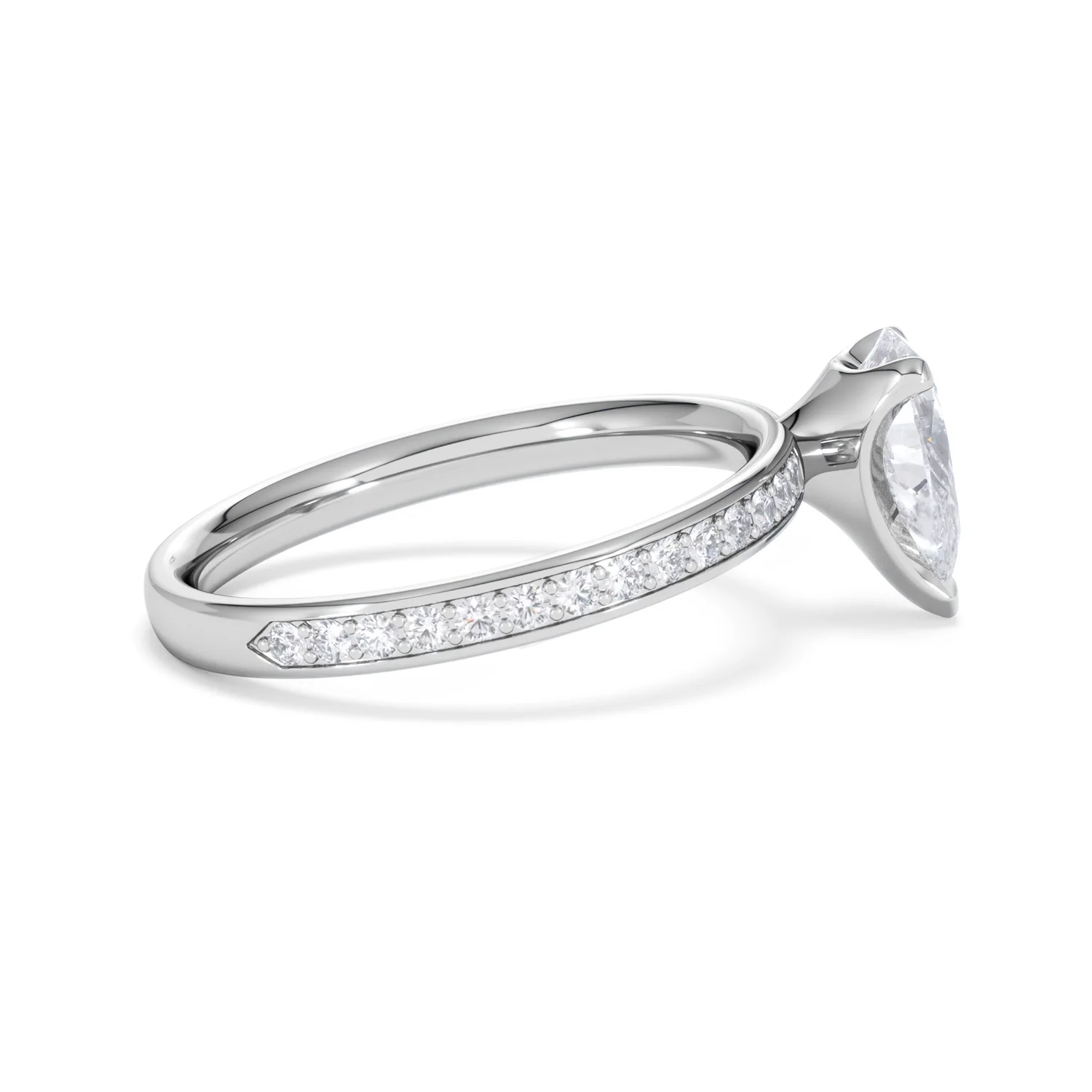 Origin 1.25ct Pear Cut Lab Diamond Solitaire Engagement Ring with Side Stones in 18K White Gold - Image 28