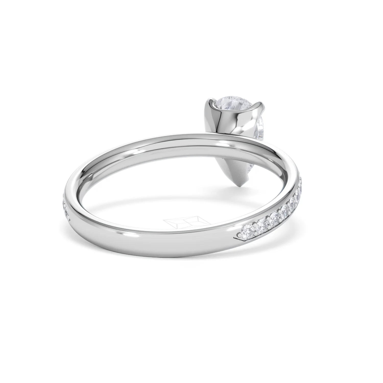 Origin 1.25ct Pear Cut Lab Diamond Solitaire Engagement Ring with Side Stones in 18K White Gold - Image 42