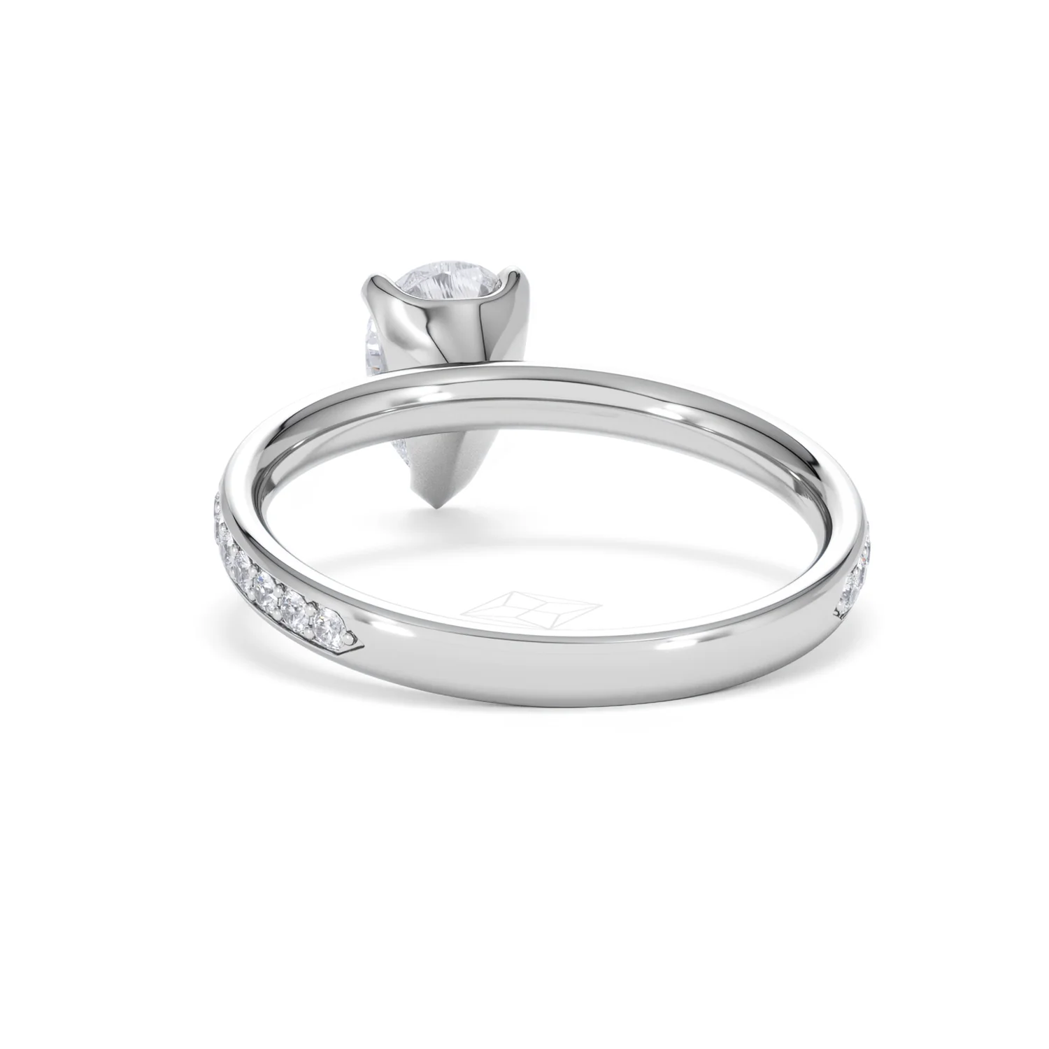 Origin 1.25ct Pear Cut Lab Diamond Solitaire Engagement Ring with Side Stones in 18K White Gold - Image 50