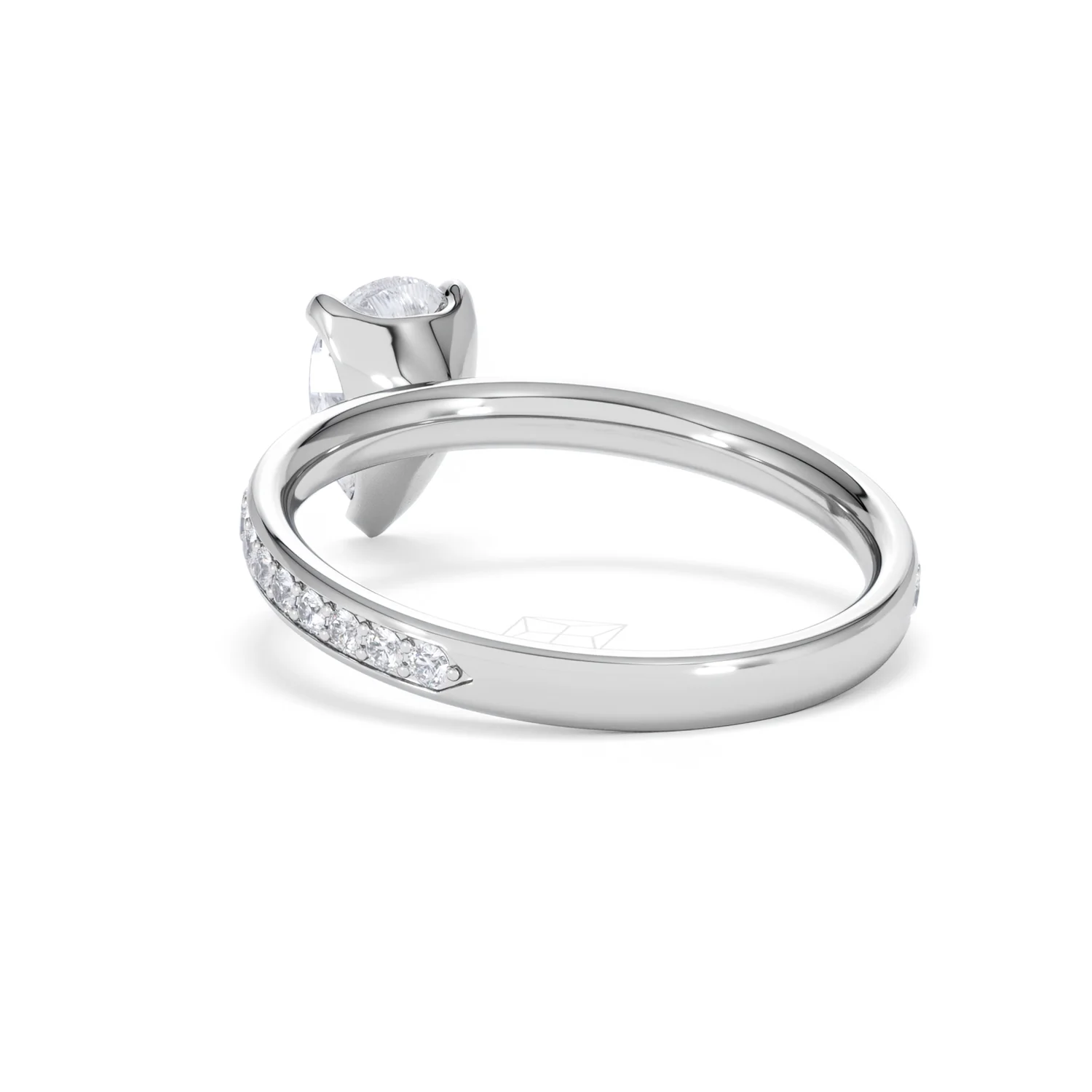 Origin 1.25ct Pear Cut Lab Diamond Solitaire Engagement Ring with Side Stones in 18K White Gold - Image 53