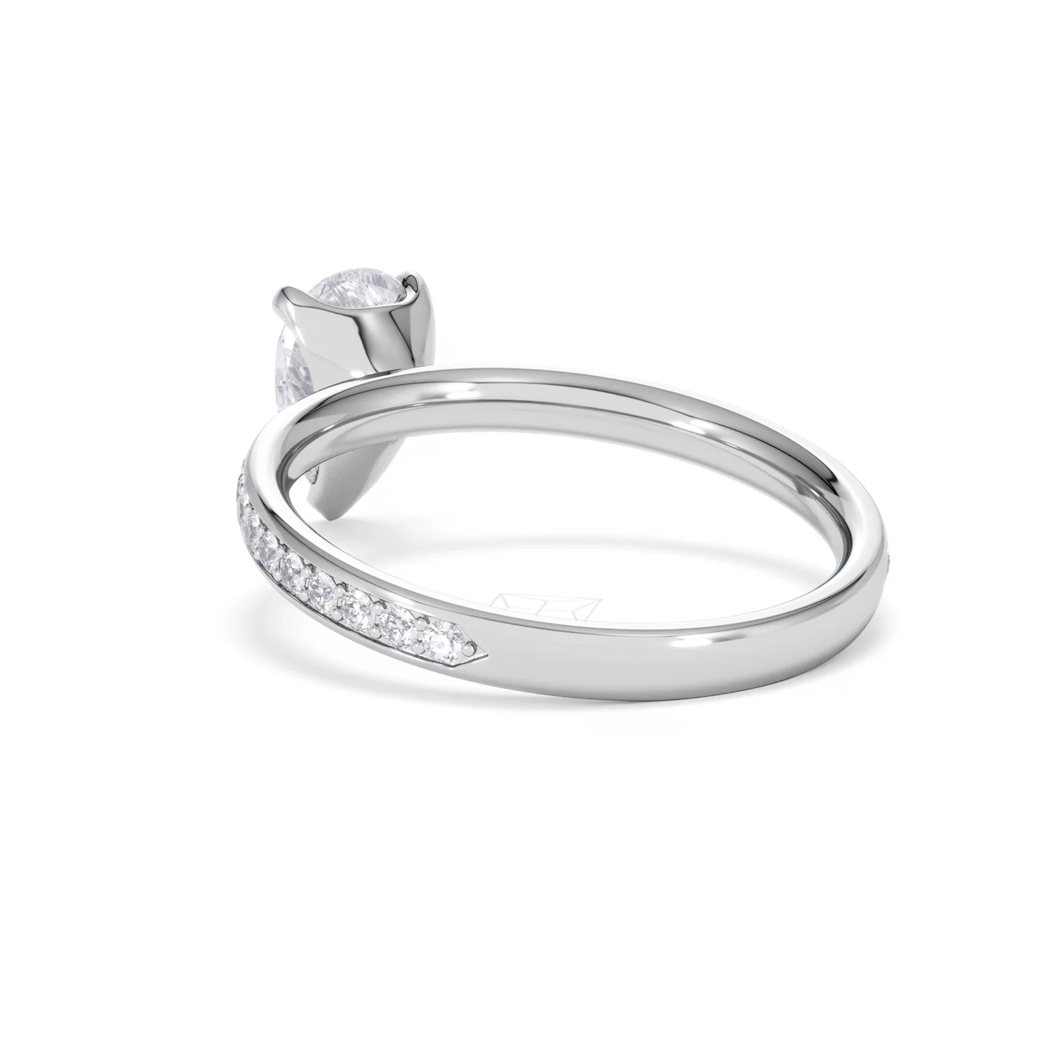 Origin 1.25ct Pear Cut Lab Diamond Solitaire Engagement Ring with Side Stones in 18K White Gold - Image 54