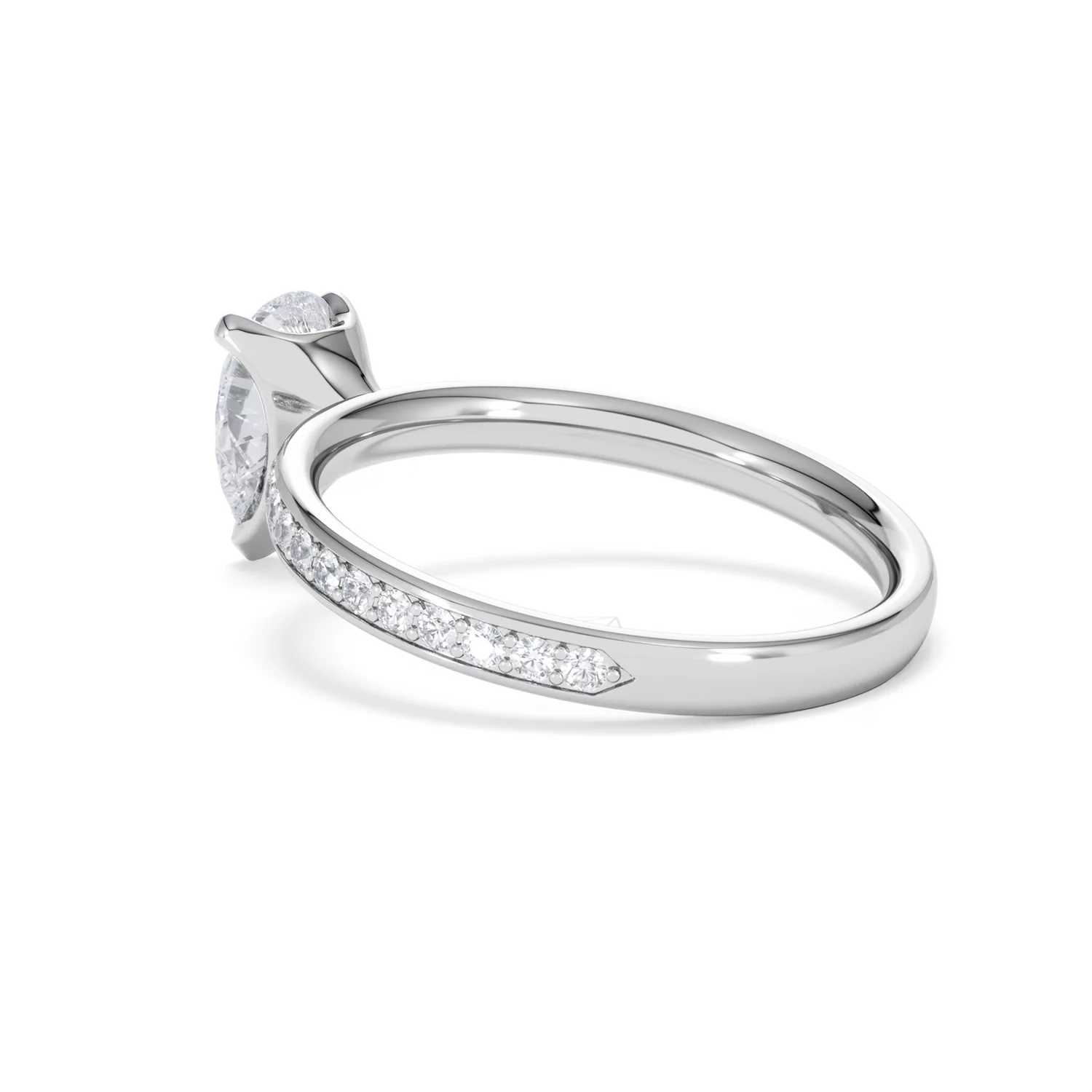 Origin 1.25ct Pear Cut Lab Diamond Solitaire Engagement Ring with Side Stones in 18K White Gold - Image 58