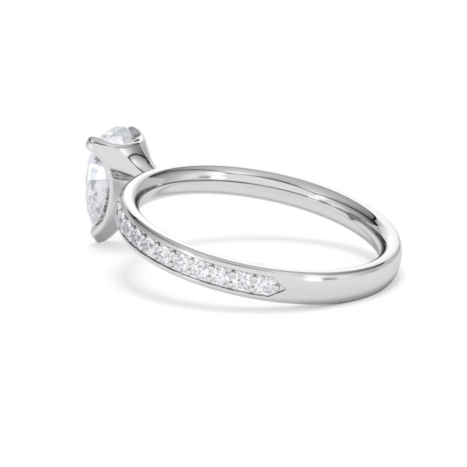 Origin 1.25ct Pear Cut Lab Diamond Solitaire Engagement Ring with Side Stones in 18K White Gold - Image 59