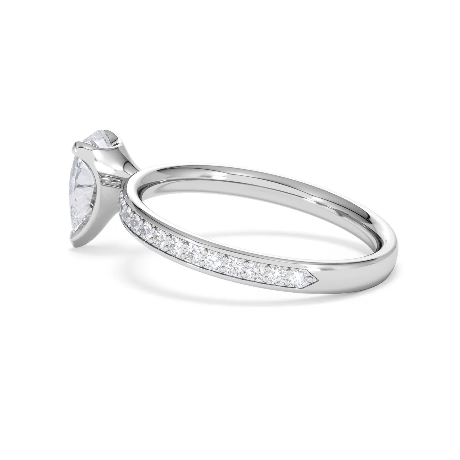 Origin 1.25ct Pear Cut Lab Diamond Solitaire Engagement Ring with Side Stones in 18K White Gold - Image 62