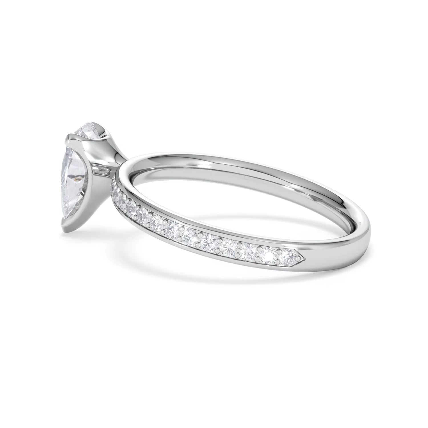 Origin 1.25ct Pear Cut Lab Diamond Solitaire Engagement Ring with Side Stones in 18K White Gold - Image 63