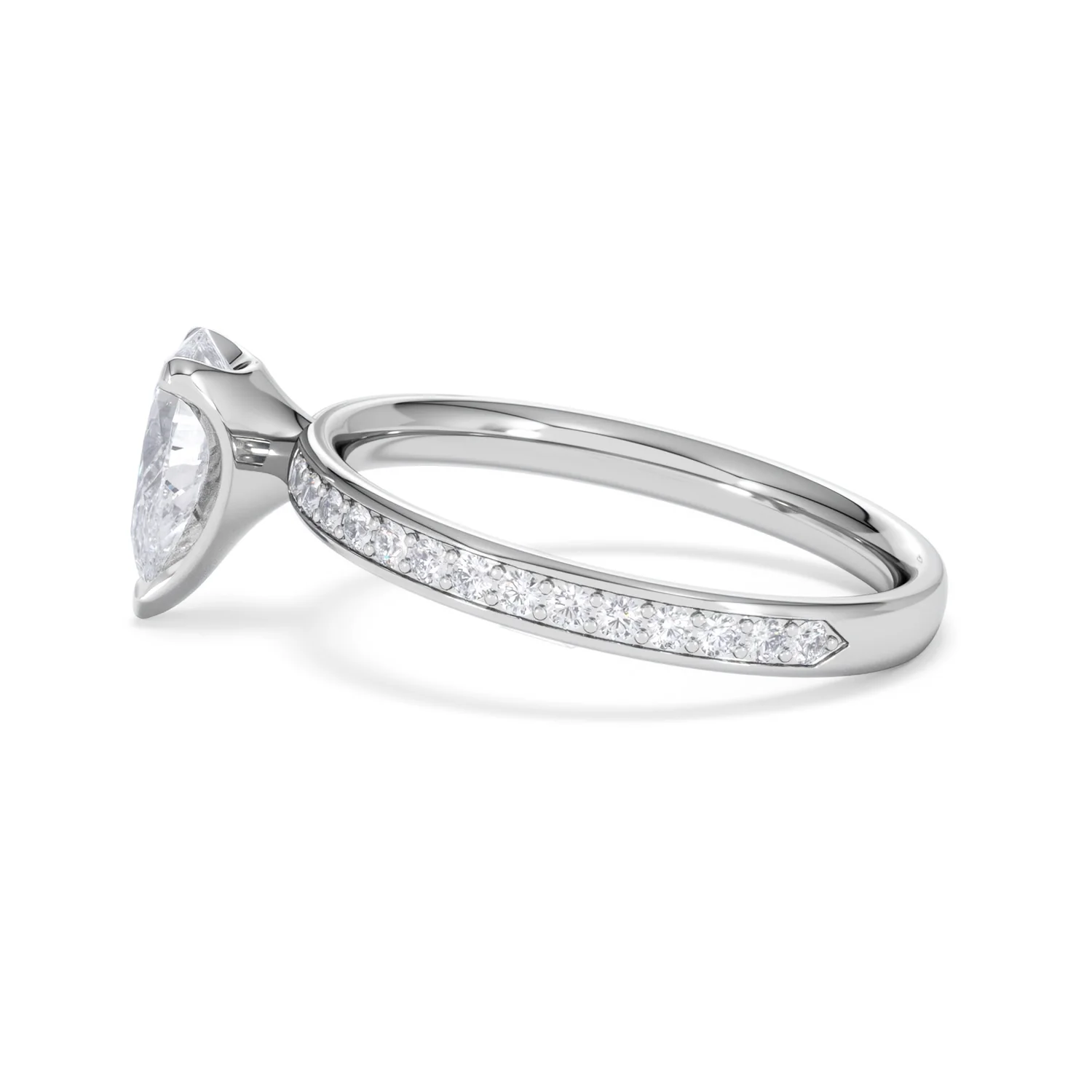 Origin 1.25ct Pear Cut Lab Diamond Solitaire Engagement Ring with Side Stones in 18K White Gold - Image 66
