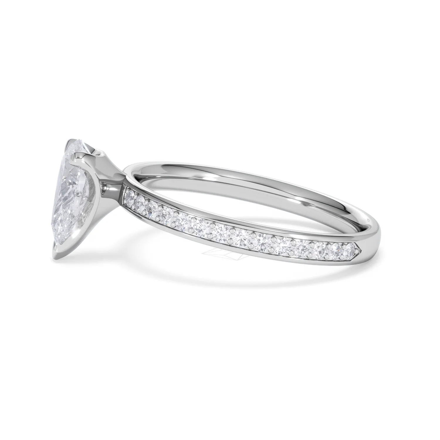 Origin 1.25ct Pear Cut Lab Diamond Solitaire Engagement Ring with Side Stones in 18K White Gold - Image 69