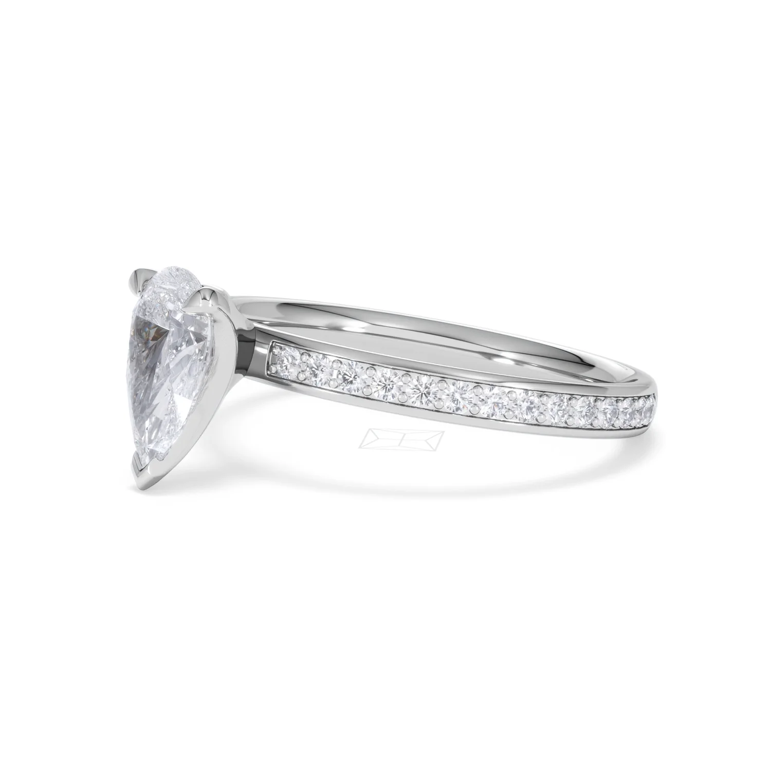 Origin 1.25ct Pear Cut Lab Diamond Solitaire Engagement Ring with Side Stones in 18K White Gold - Image 75