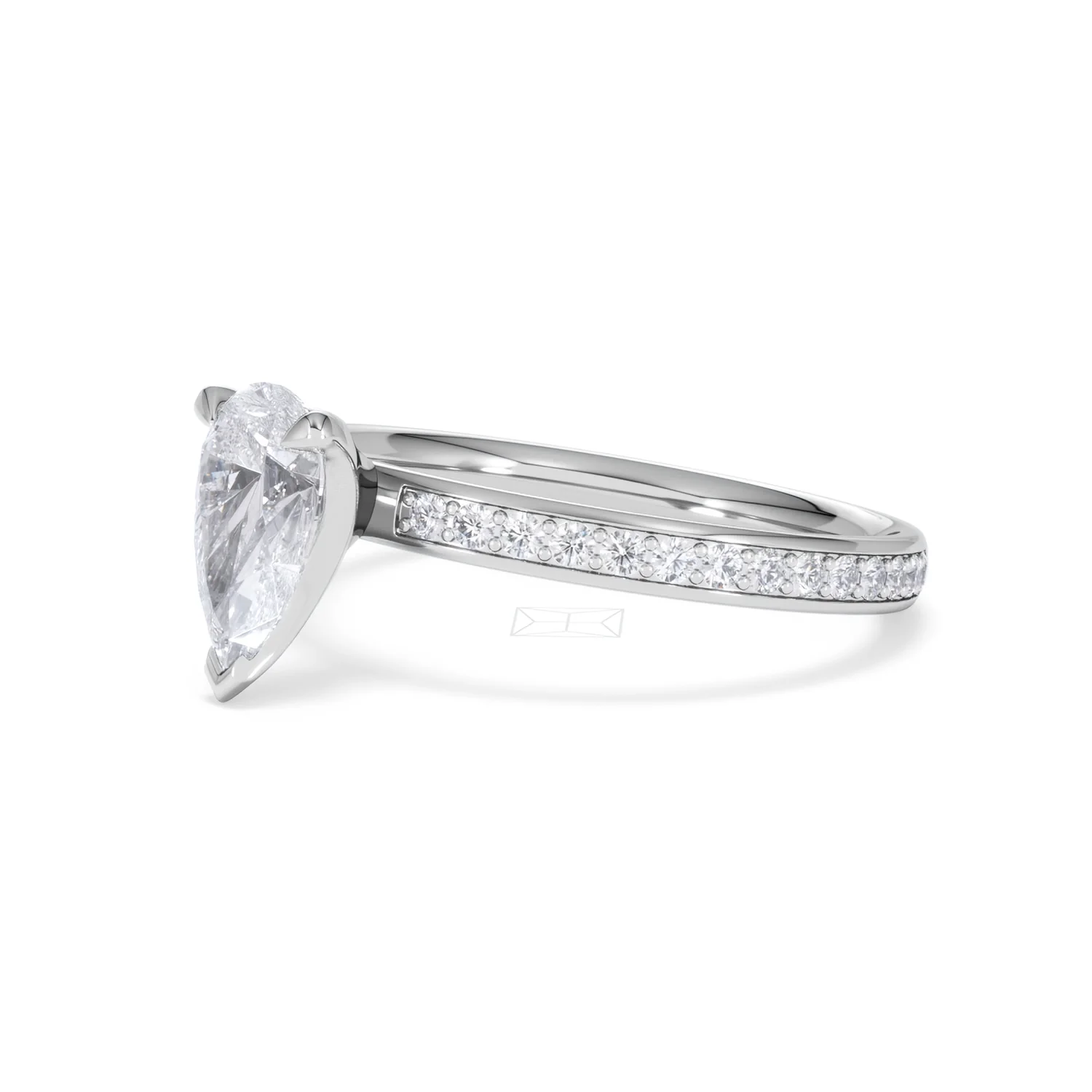 Origin 1.25ct Pear Cut Lab Diamond Solitaire Engagement Ring with Side Stones in 18K White Gold - Image 76