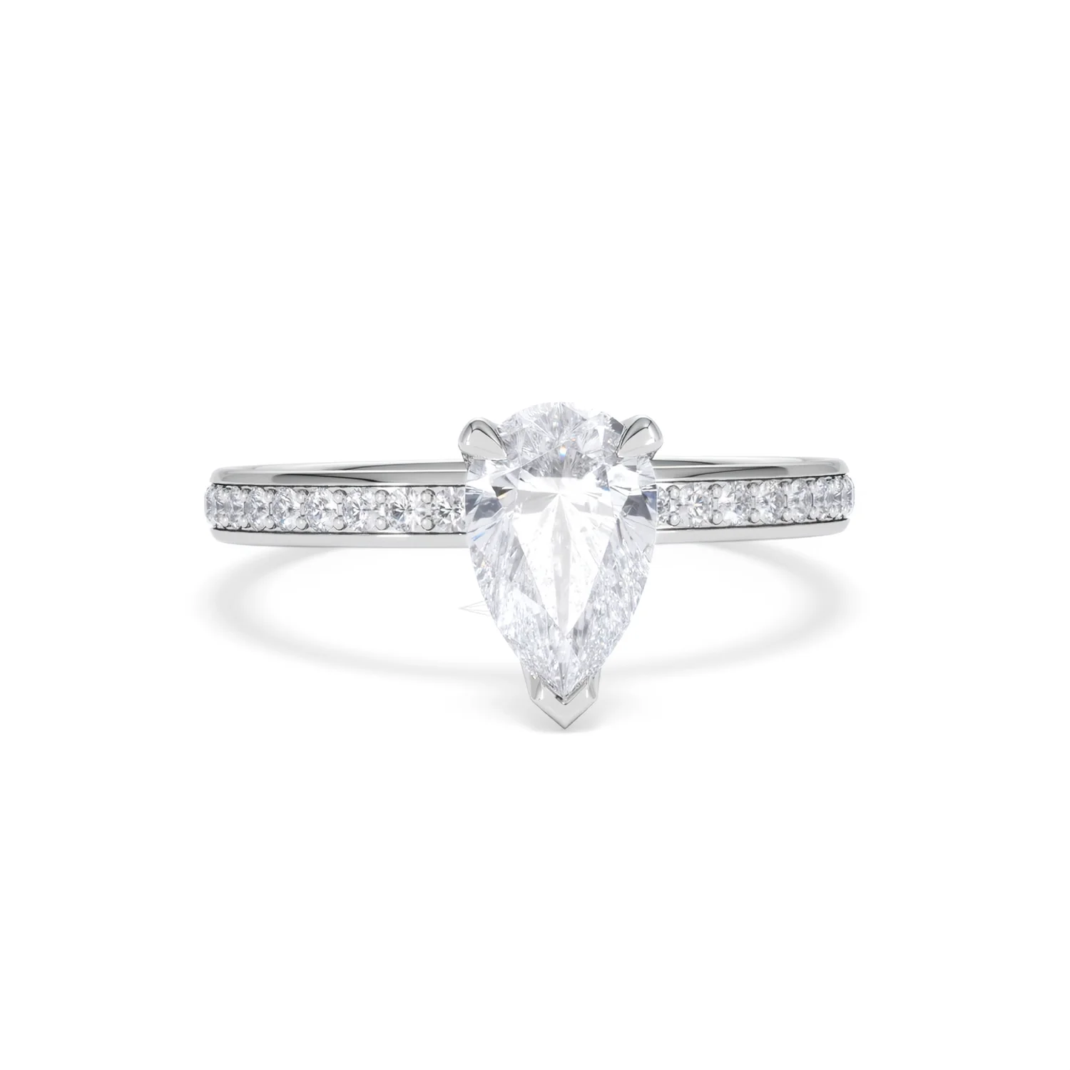 Origin 1.25ct Pear Cut Lab Diamond Solitaire Engagement Ring with Side Stones in 18K White Gold - Image 8