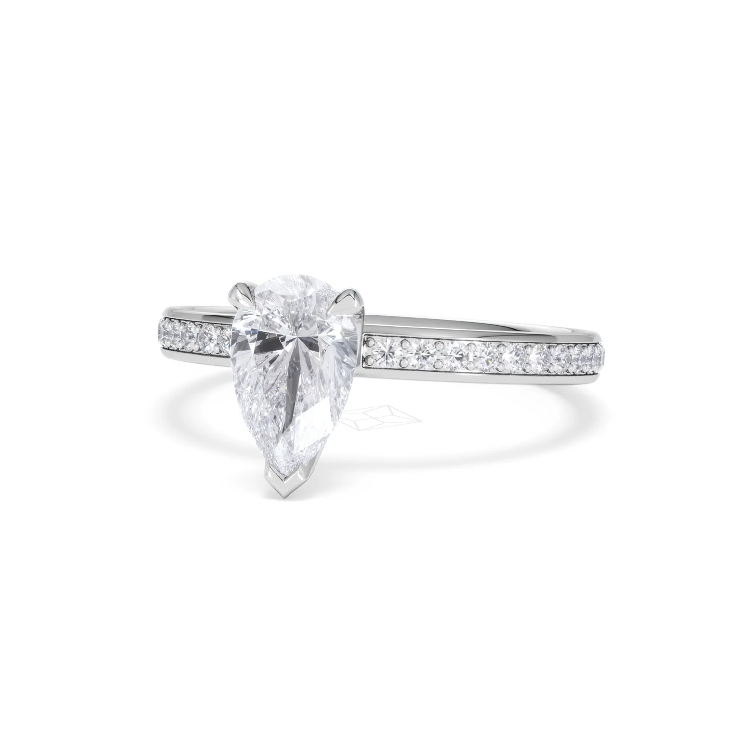 Origin 1.25ct Pear Cut Lab Diamond Solitaire Engagement Ring with Side Stones in 18K White Gold - Image 83
