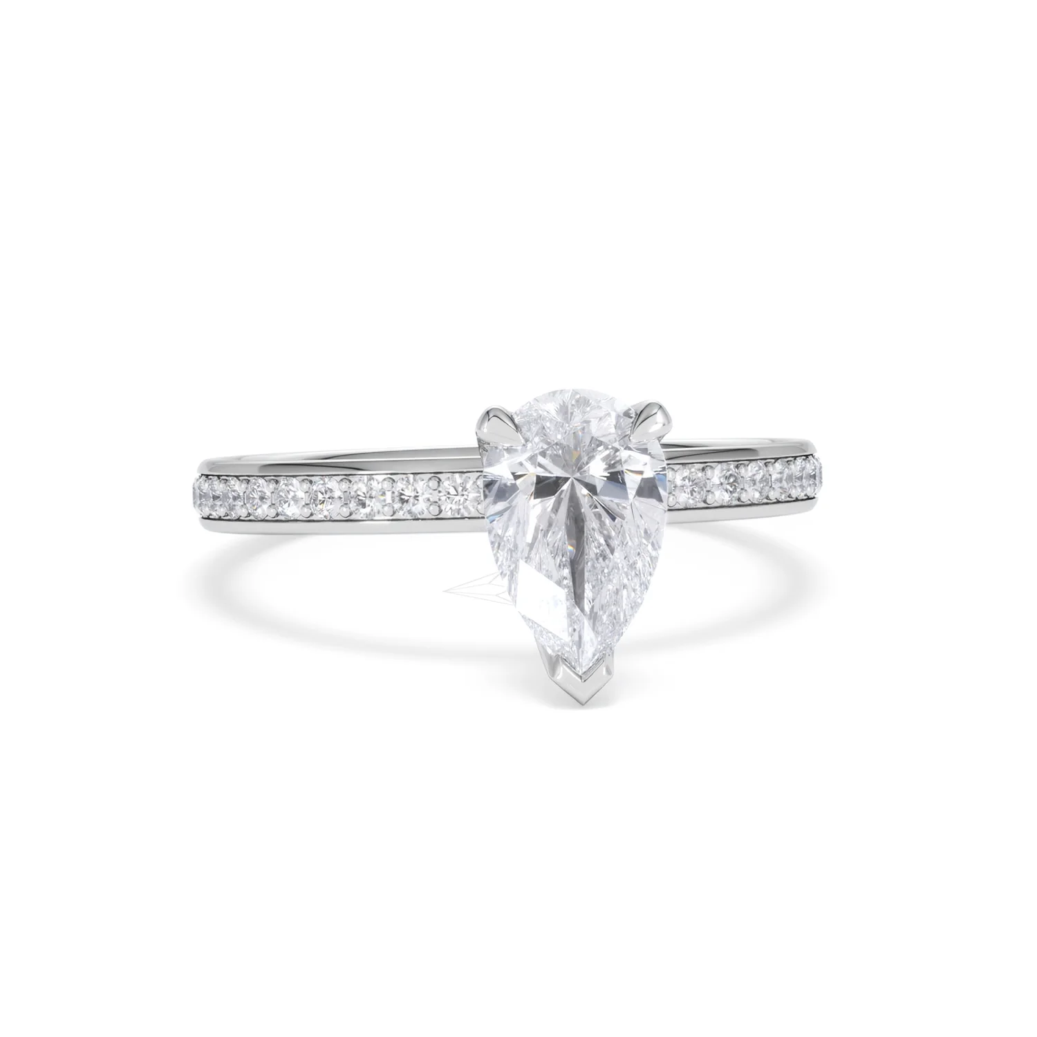 Origin 1.25ct Pear Cut Lab Diamond Solitaire Engagement Ring with Side Stones in 18K White Gold - Image 9