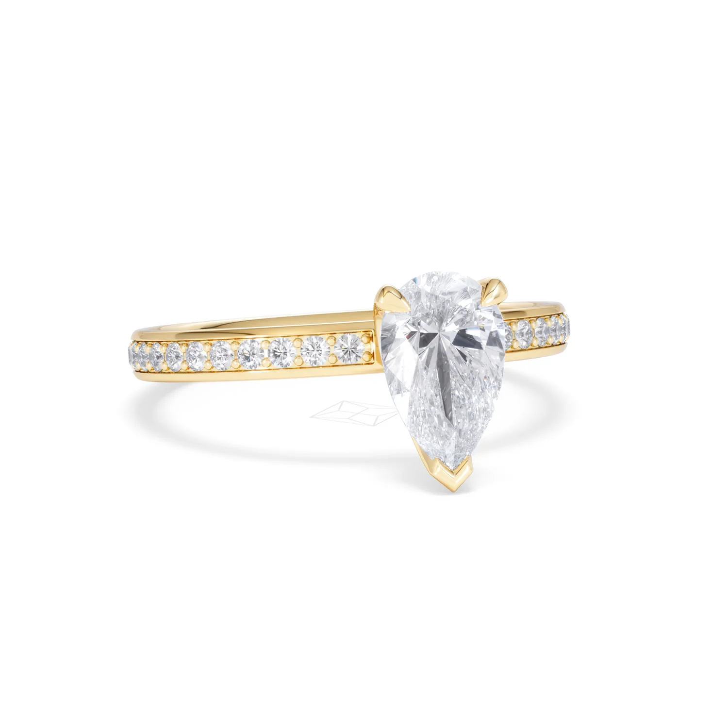 Origin 1.25ct Pear Cut Lab Diamond Solitaire Engagement Ring with Side Stones in 18K Yellow Gold - Image 11