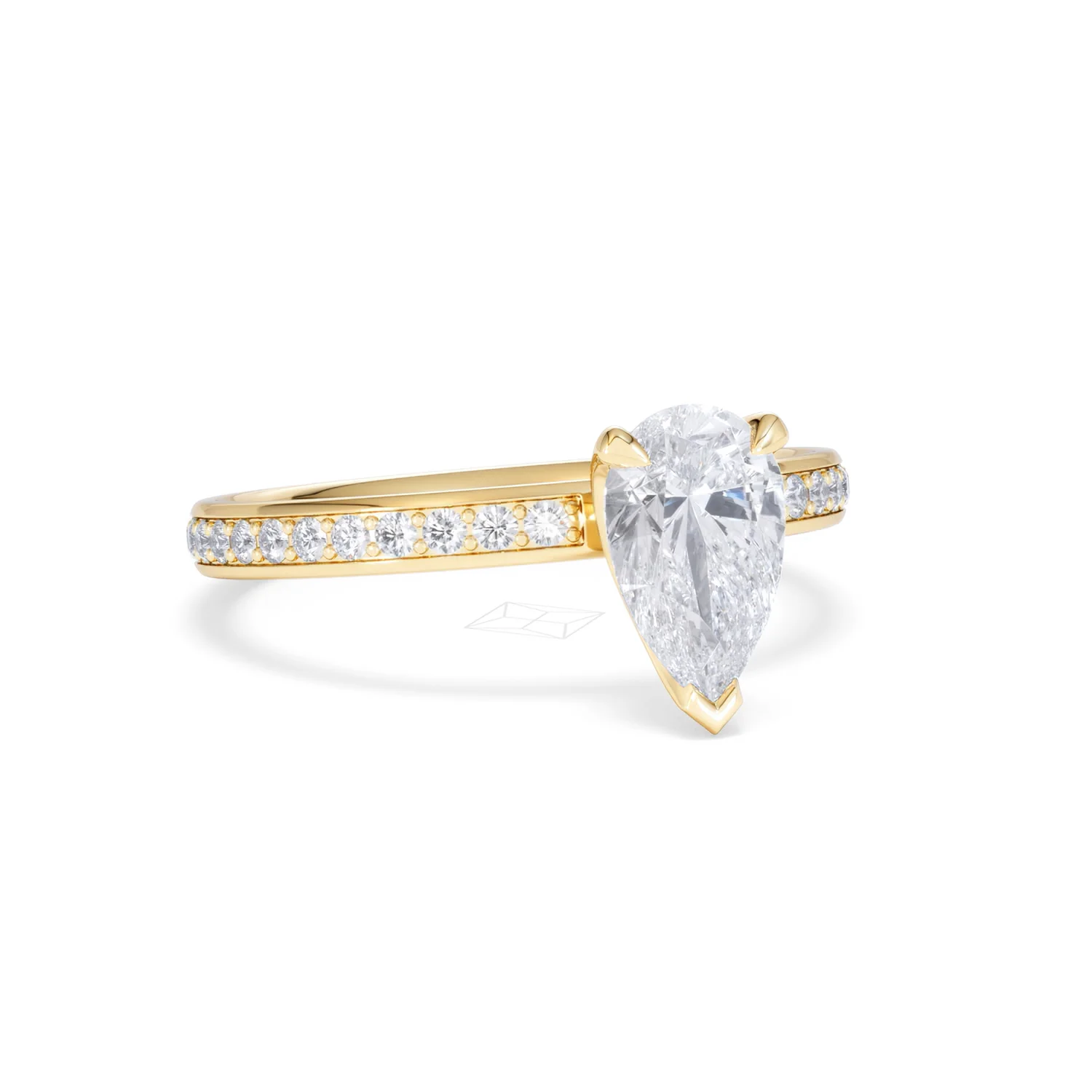 Origin 1.25ct Pear Cut Lab Diamond Solitaire Engagement Ring with Side Stones in 18K Yellow Gold - Image 12