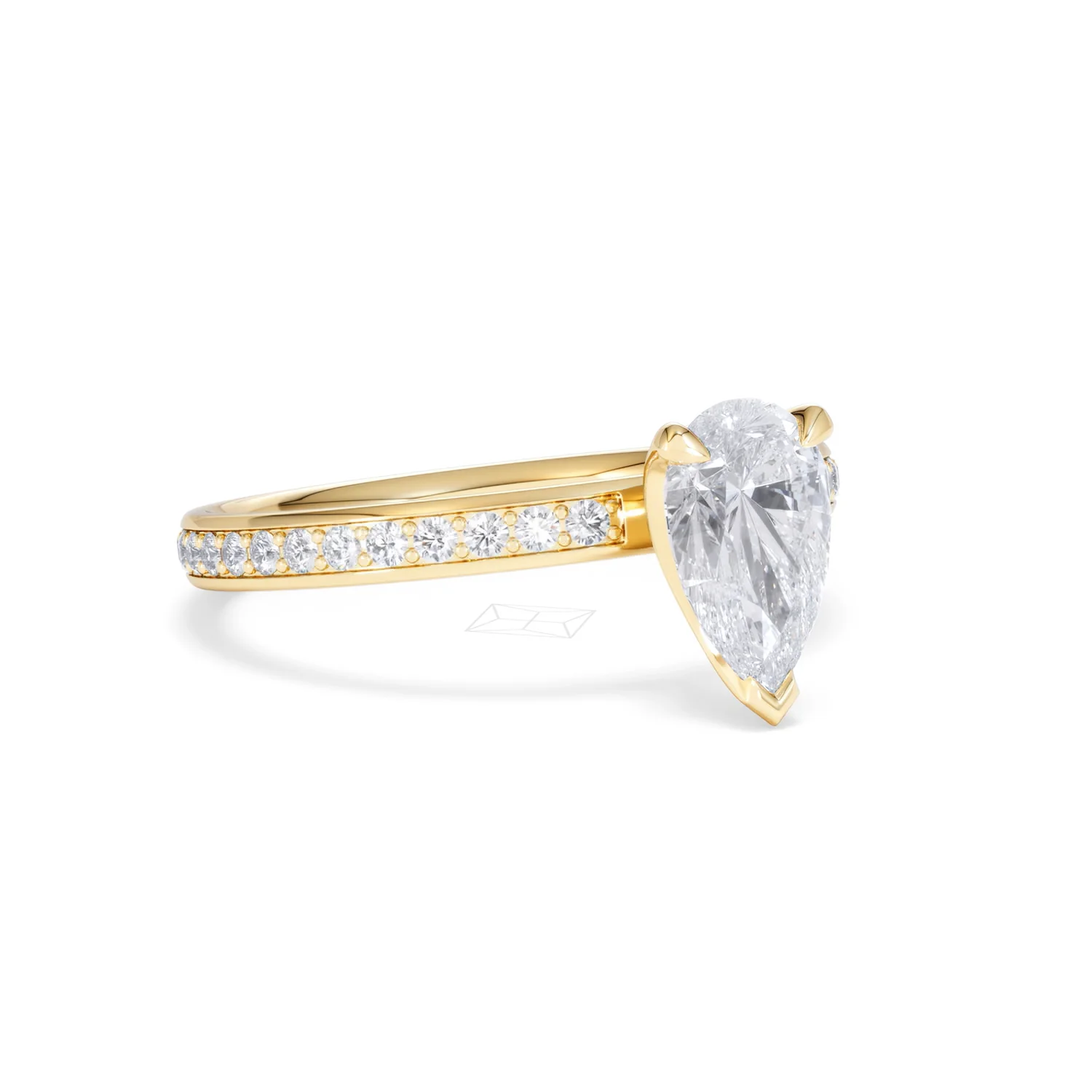 Origin 1.25ct Pear Cut Lab Diamond Solitaire Engagement Ring with Side Stones in 18K Yellow Gold - Image 14