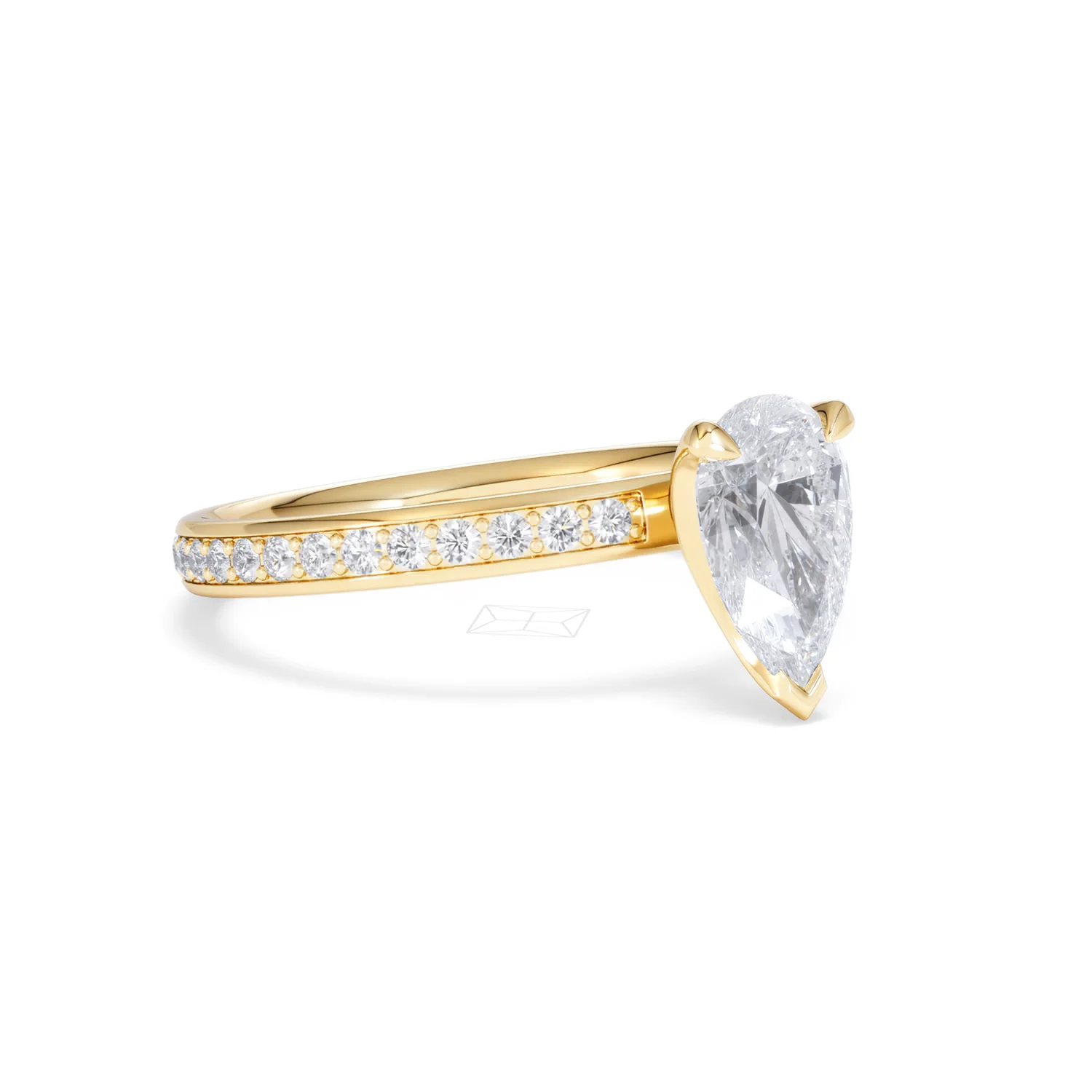 Origin 1.25ct Pear Cut Lab Diamond Solitaire Engagement Ring with Side Stones in 18K Yellow Gold - Image 15