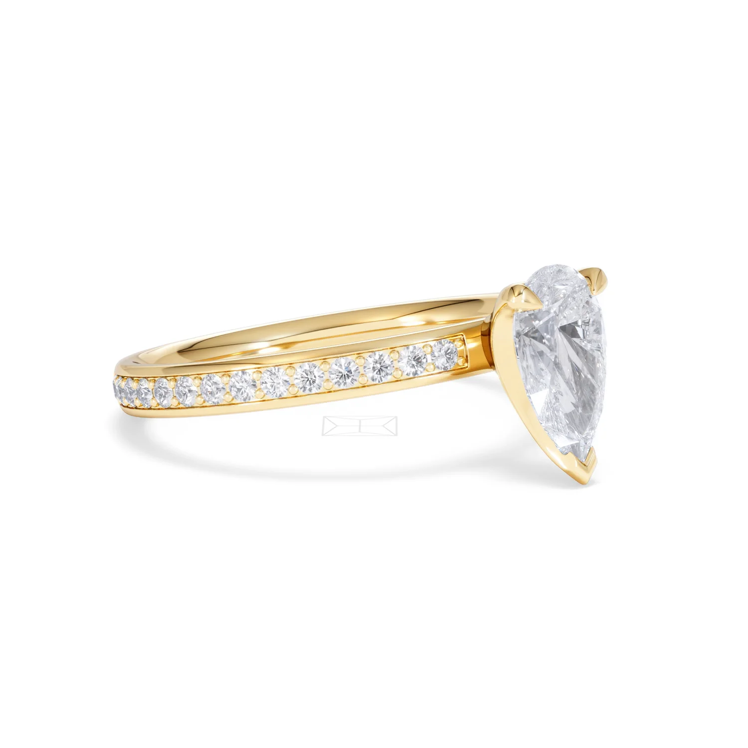 Origin 1.25ct Pear Cut Lab Diamond Solitaire Engagement Ring with Side Stones in 18K Yellow Gold - Image 17